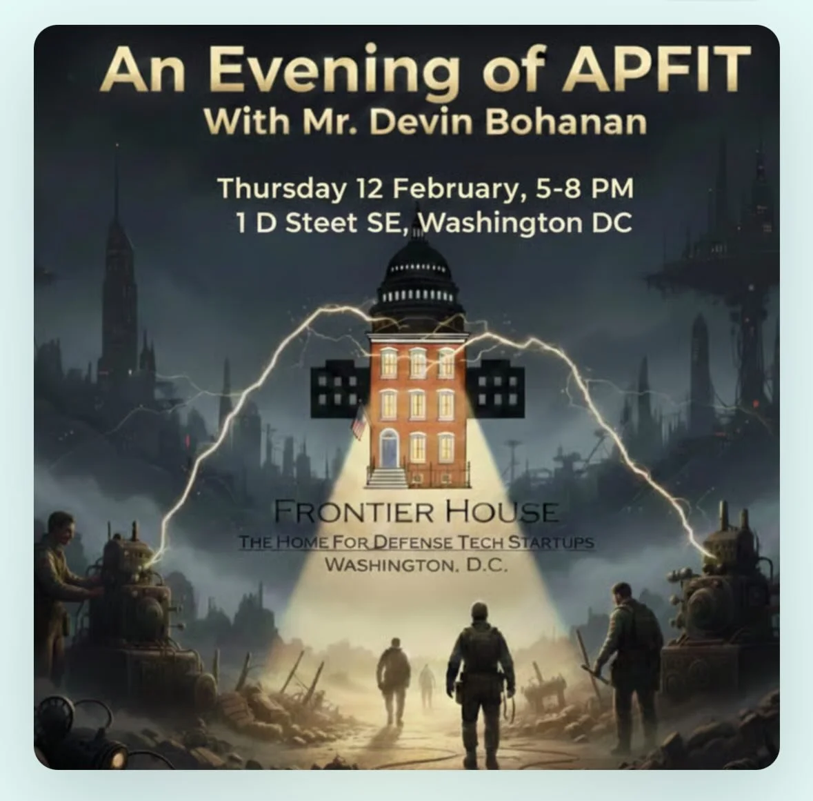 NCMA DC community 👋 

For an event on where innovation meets acquisition, this is one to watch.

Frontier House DC is hosting a Member Salon: Accelerating Innovation with APFIT on Feb 12 | 5&ndash;8 PM. 

Hear from Devin Bohanan (APFIT) on what make
