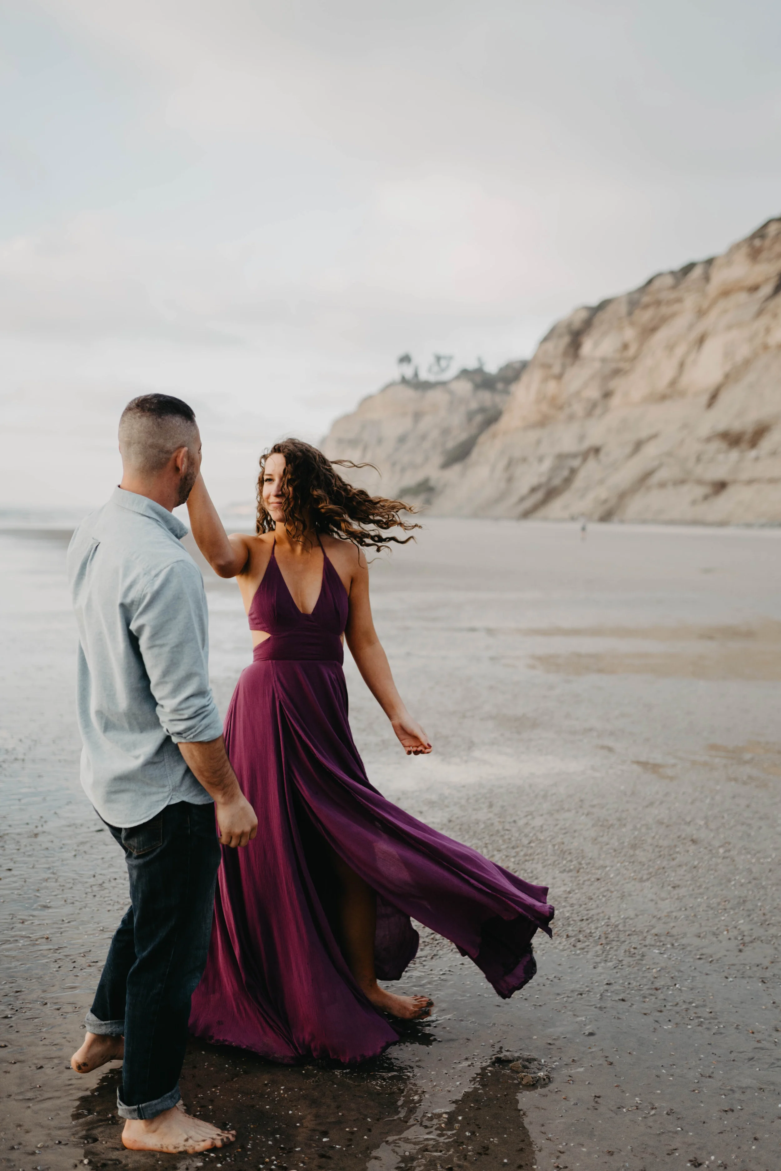 Blacks  beach san diego california sunset engagement  session