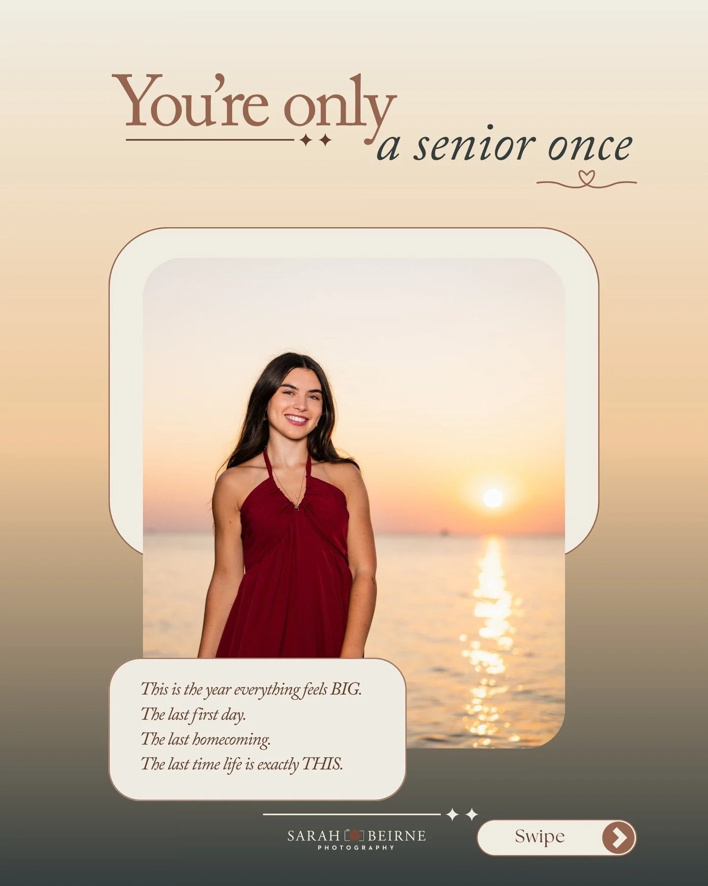 To every senior I photographed this year &mdash; thank you for trusting me with this season.

You only get one senior year. One version of yourself at exactly this age, with exactly this energy, on the edge of everything that comes next. I don't take