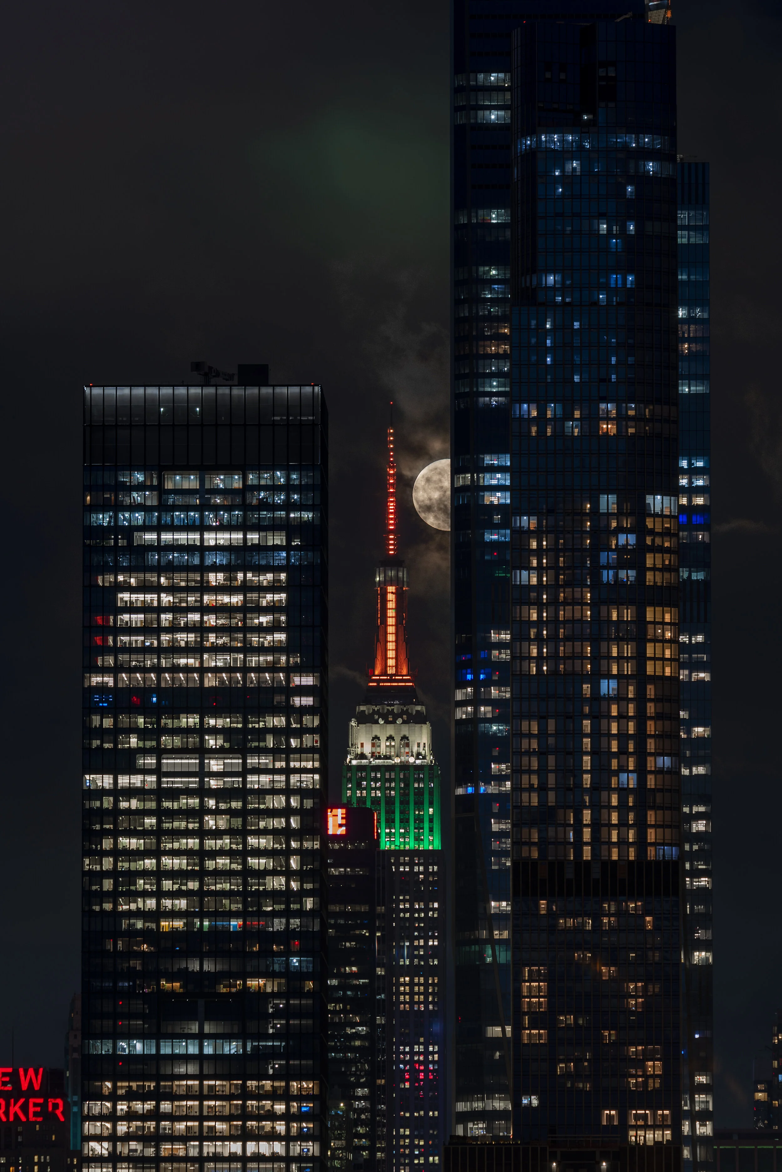 Moon rise through Hudson Yards