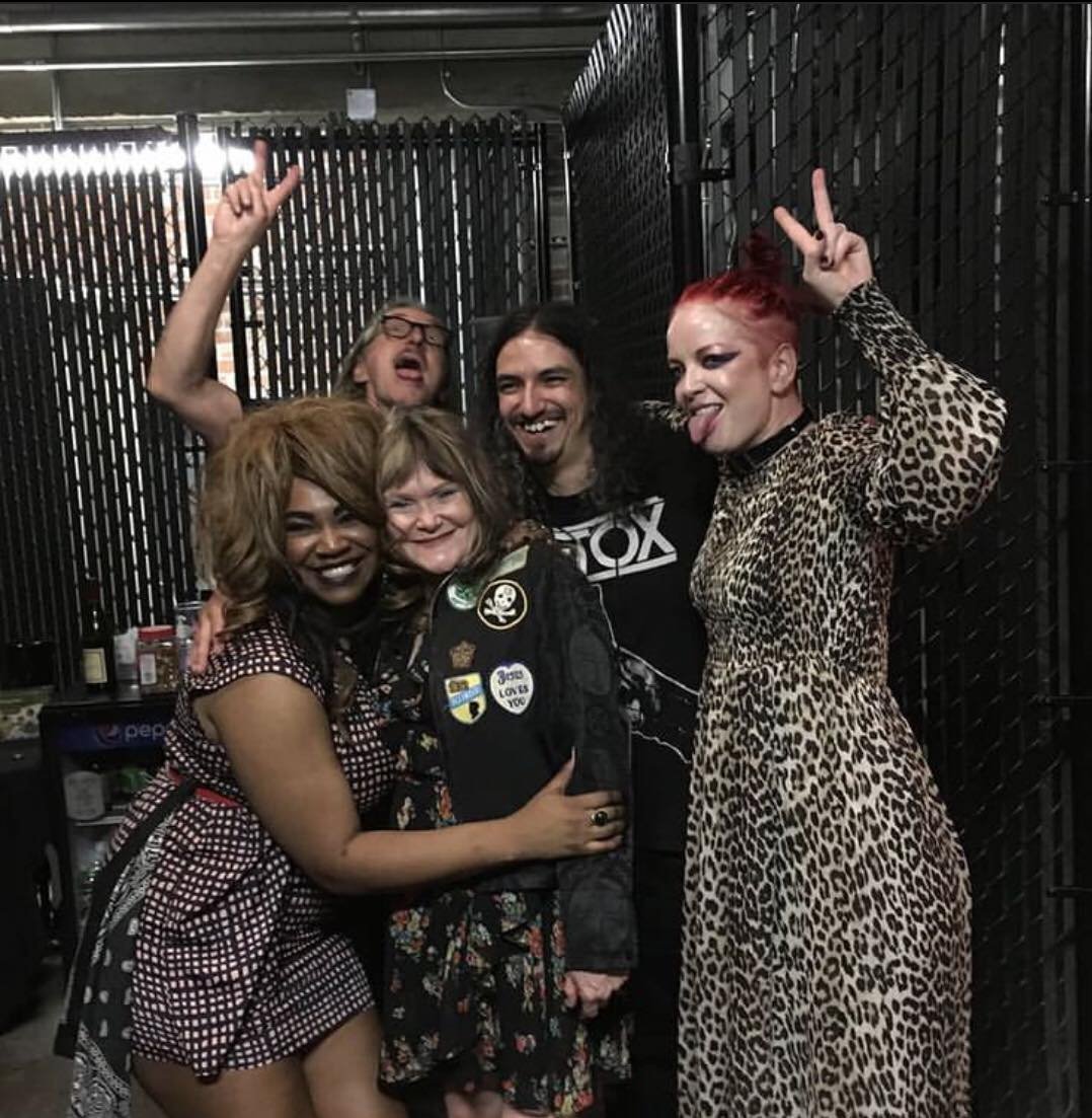 Audrey and Thomas hanging out backstage with Shirley, Butch and Xine.