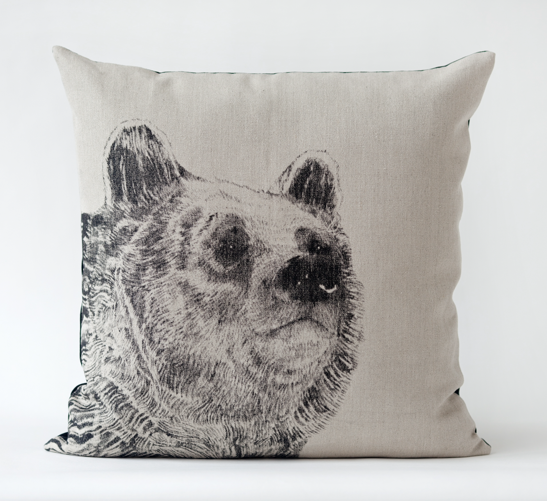 Hemp Pillow- Hand printed with water based ink