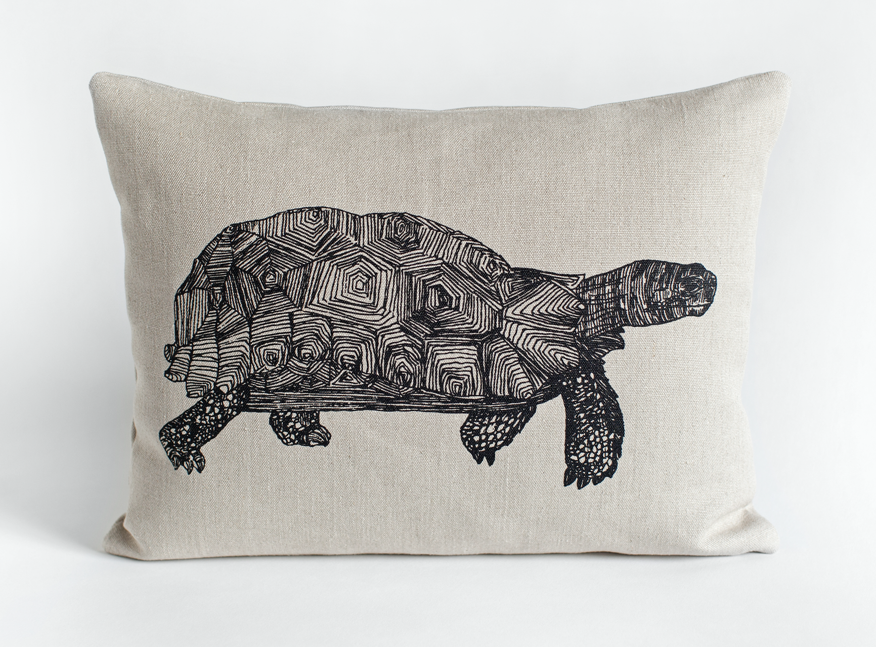 Hemp Pillow- Hand printed with water based ink