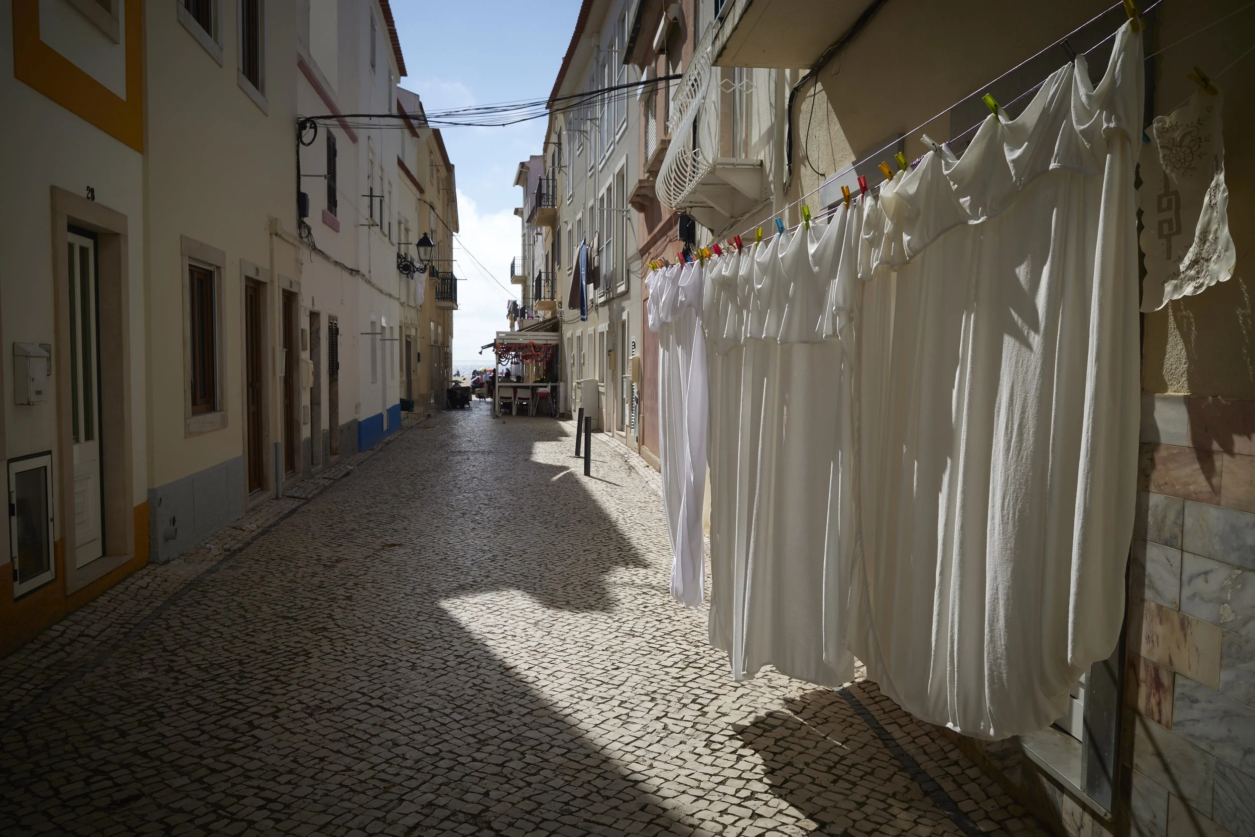 Laundry hanging in Nazare, Portugal