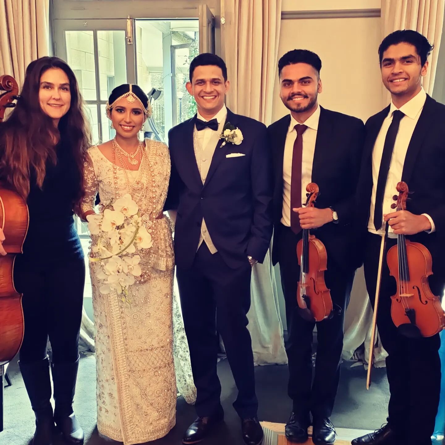 Congratulations to my good friend @___ms.g and her handsome hubby @vidura.liyanage. Wishing you a lifetime of fulfilment!! 

It was an honour to play at your wedding! &hearts;️🎻

#wedding #strings #sinhala #classical #violin #cello