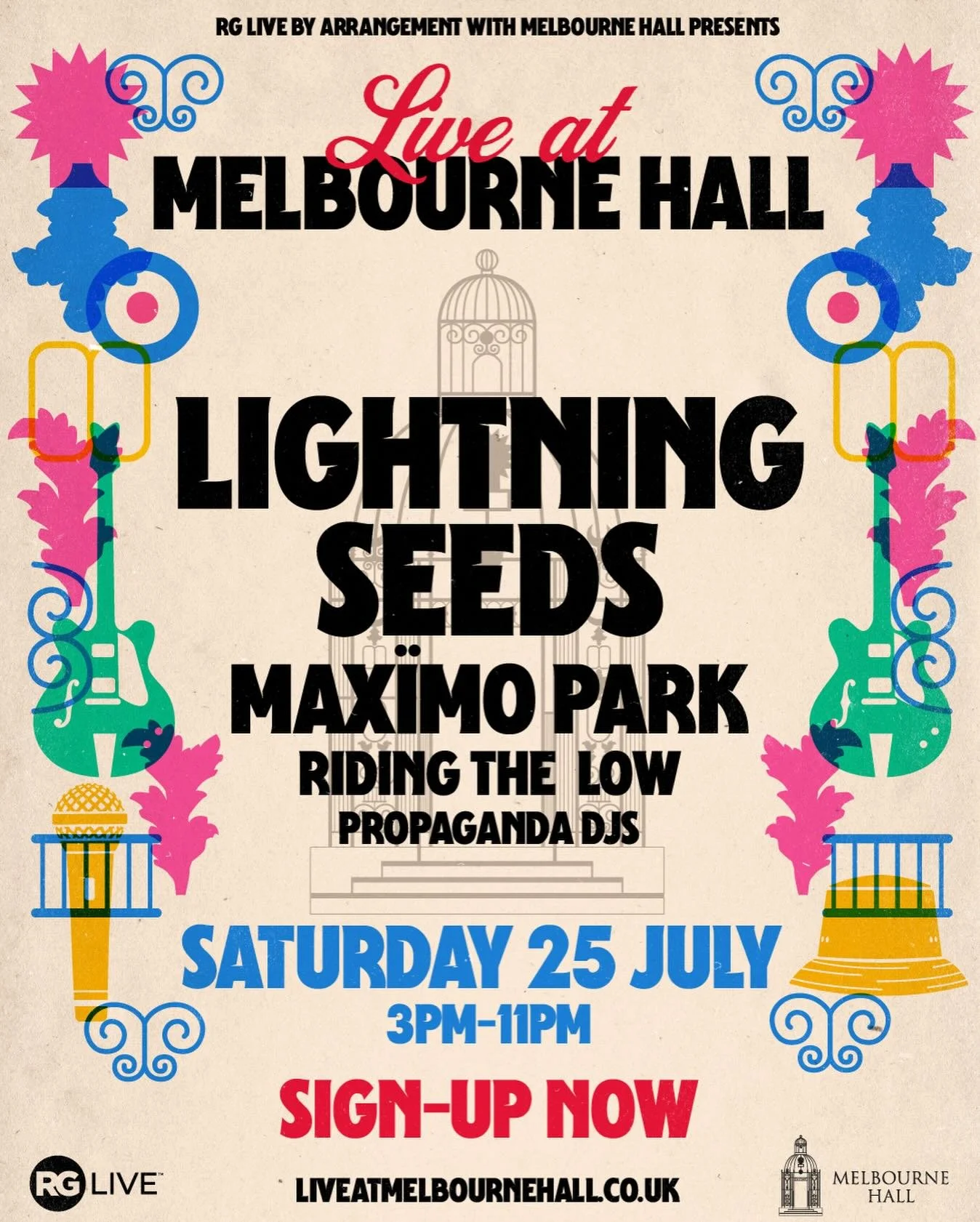 First announcement for next year. We play @liveatmelbournehall Festival with @maximoparkofficial and @lightningseedsofficial on Saturday 25th July.
