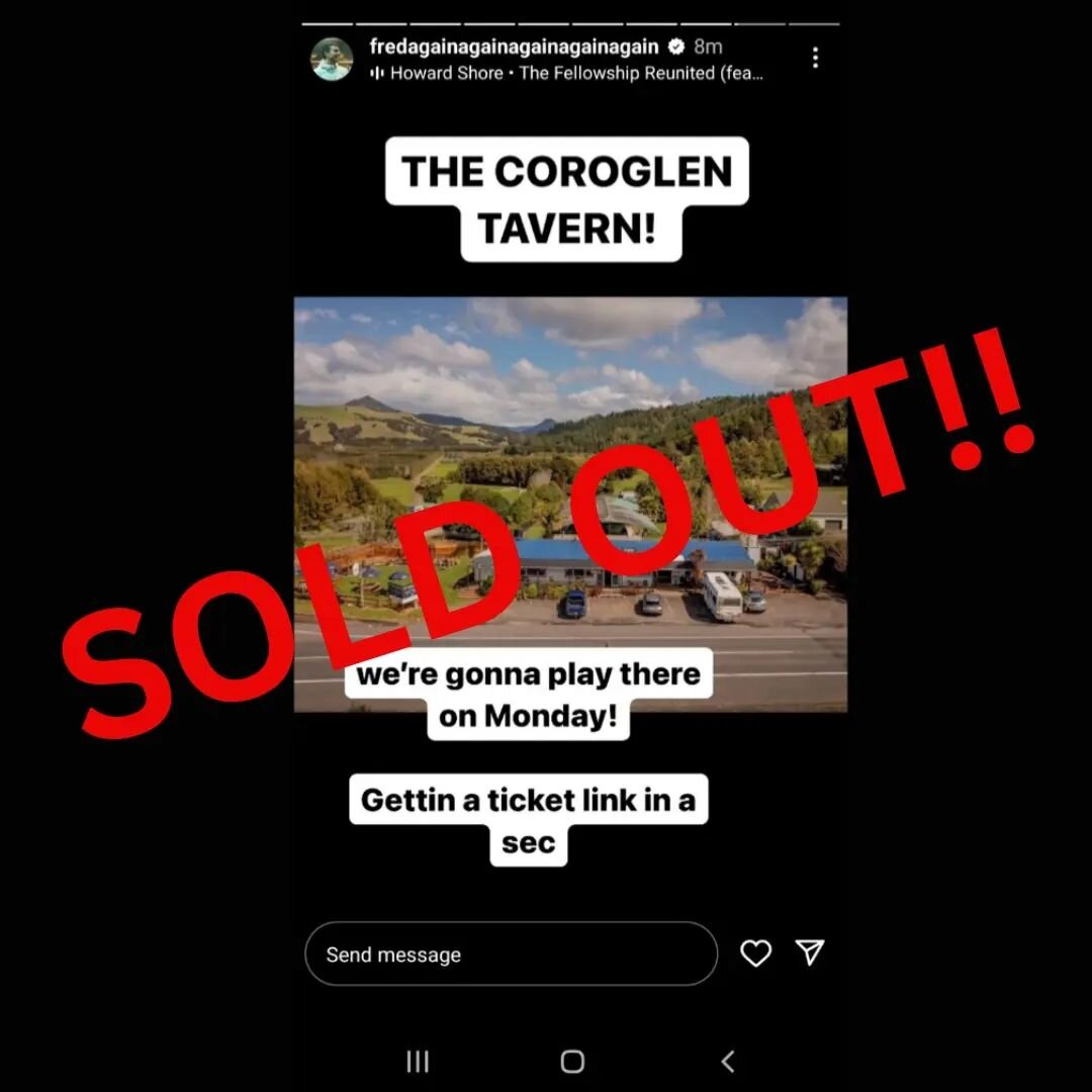 It's official! Fred Again at the Coroglen on Monday Night is SOLD OUT! 

Transport ➡️ https://www.go-kiwi.co.nz/fred-again-at-the-coroglen 

Parking will be available in the paddock down Tapu Road! There is absolutely NO CAMPING! Plan ahead and book 