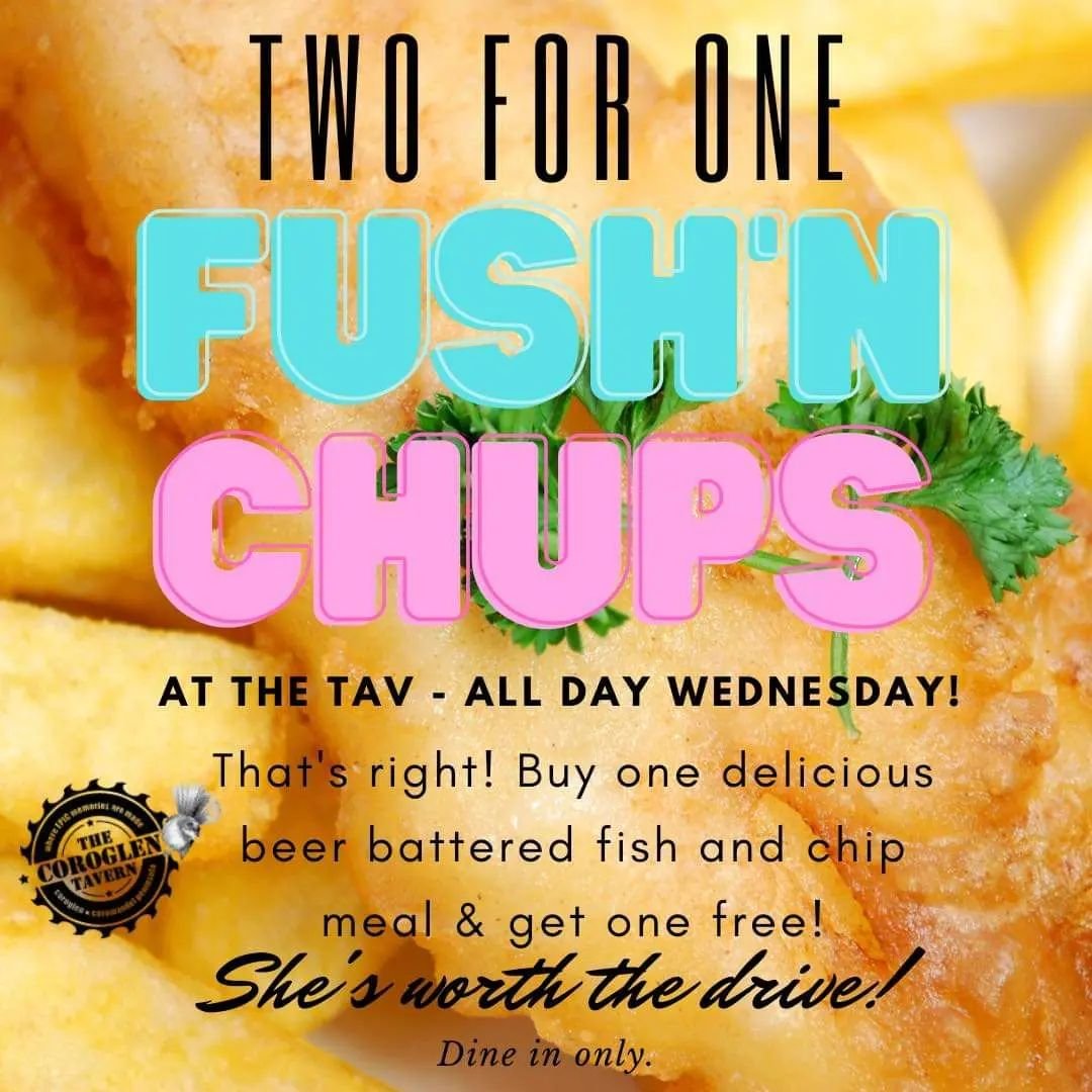 Indulge in our irresistible 2 for 1 Fish and Chip special, available all day today, dine in only!🌟Bring a friend or treat yourself to double the delight🤤Fresh Gurnard has just arrived!

#fishandchips #whitianga #lunchanddinner #coroglentavern #fres