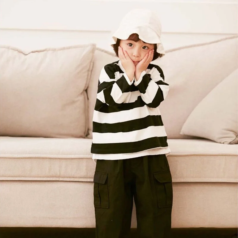 LONG SLEEVE TOP IN BLACK AND WHITE STRIPE