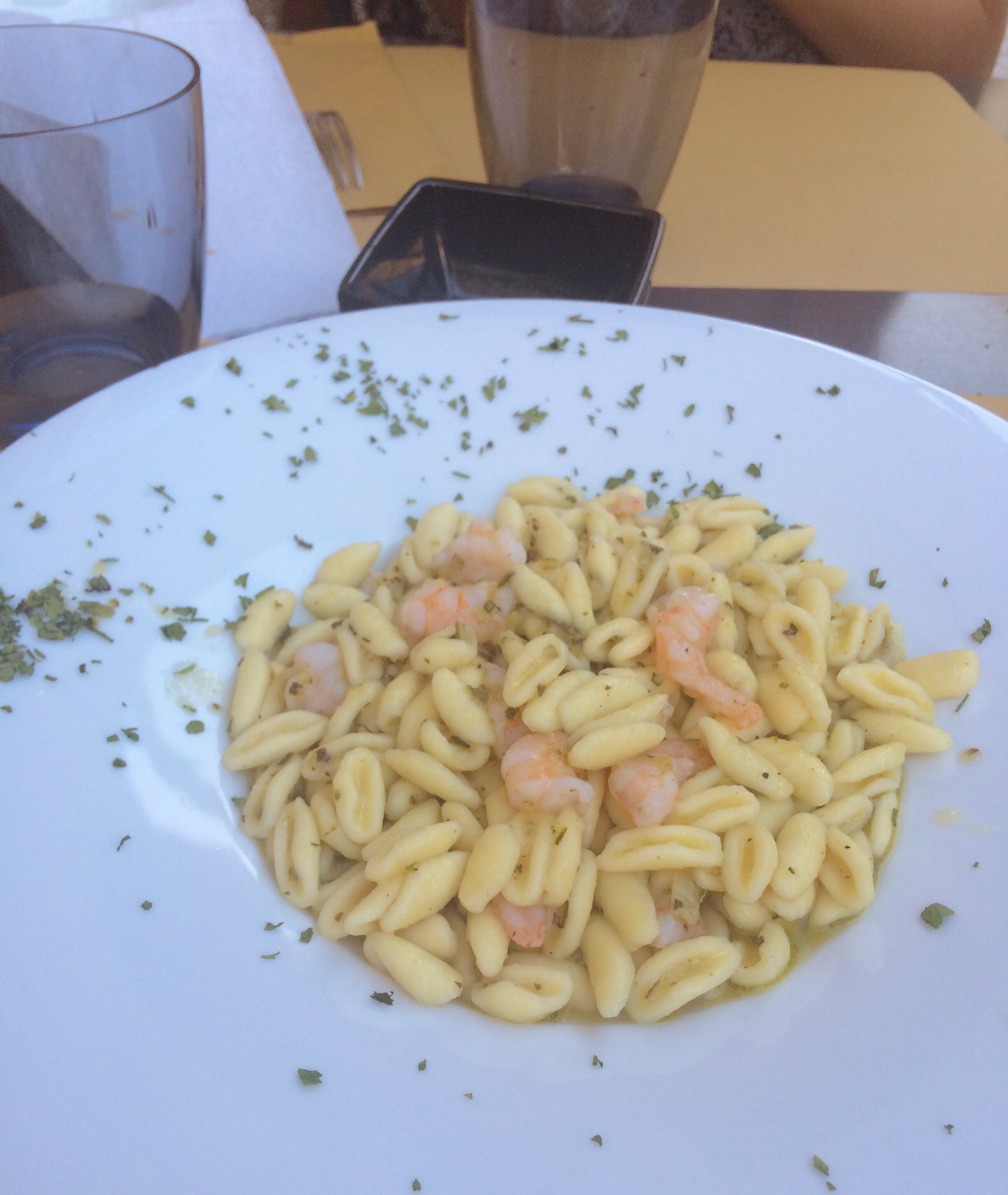 lunch: shrimp and cavatelli pasta