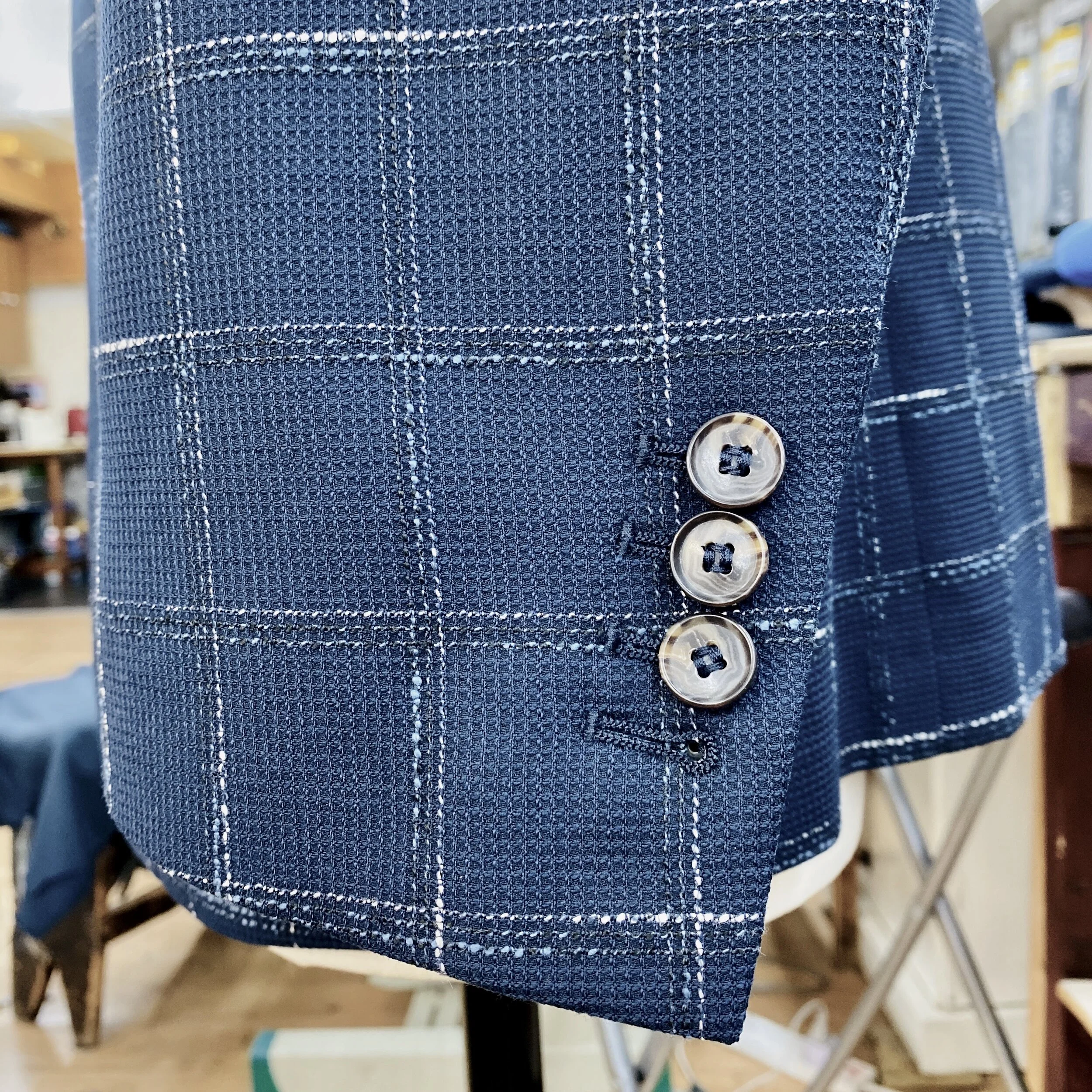 Navy Check Bespoke Jacket by Roberto Revilla London, Fabric by Cerrutti