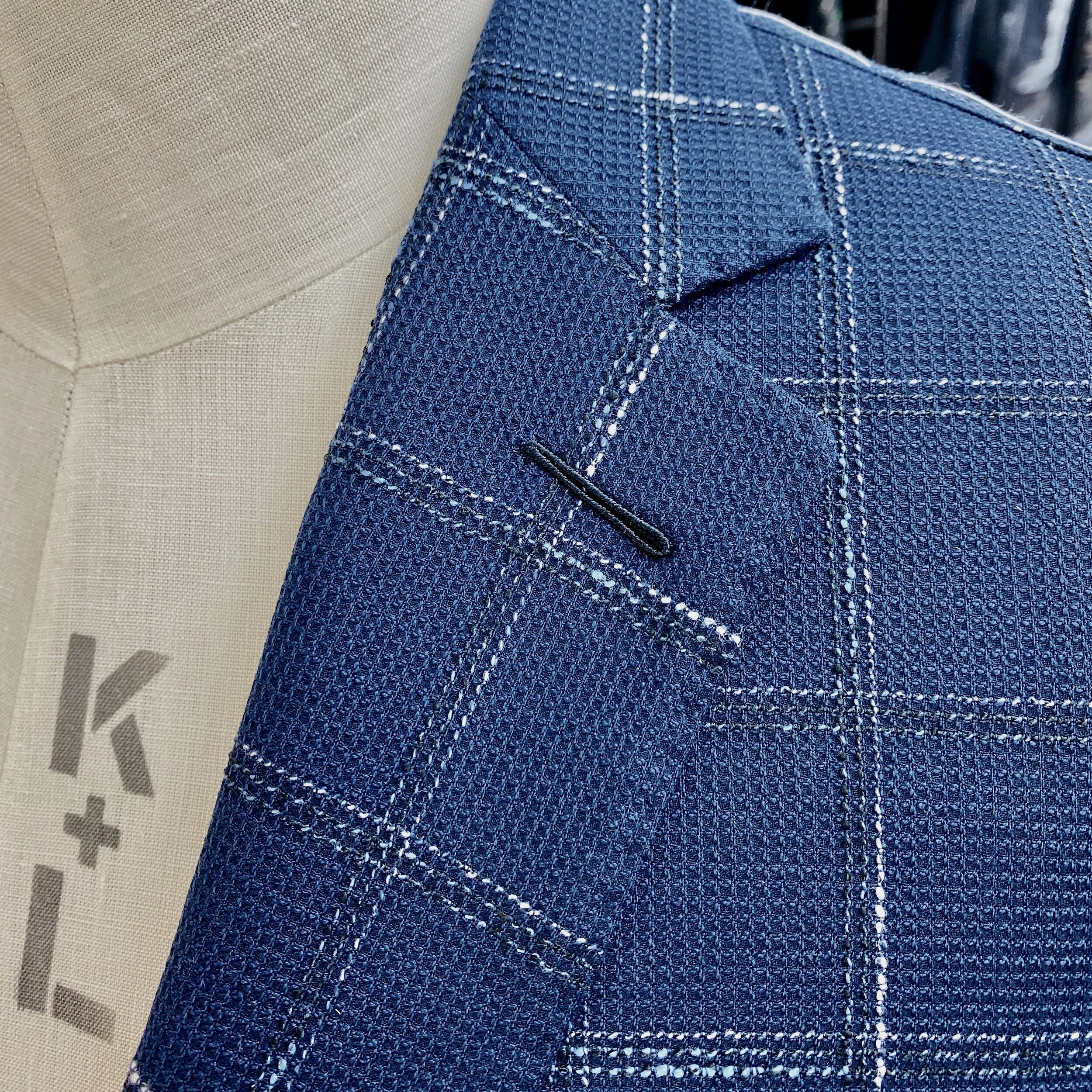 Navy Check Bespoke Jacket by Roberto Revilla London, Fabric by Cerrutti