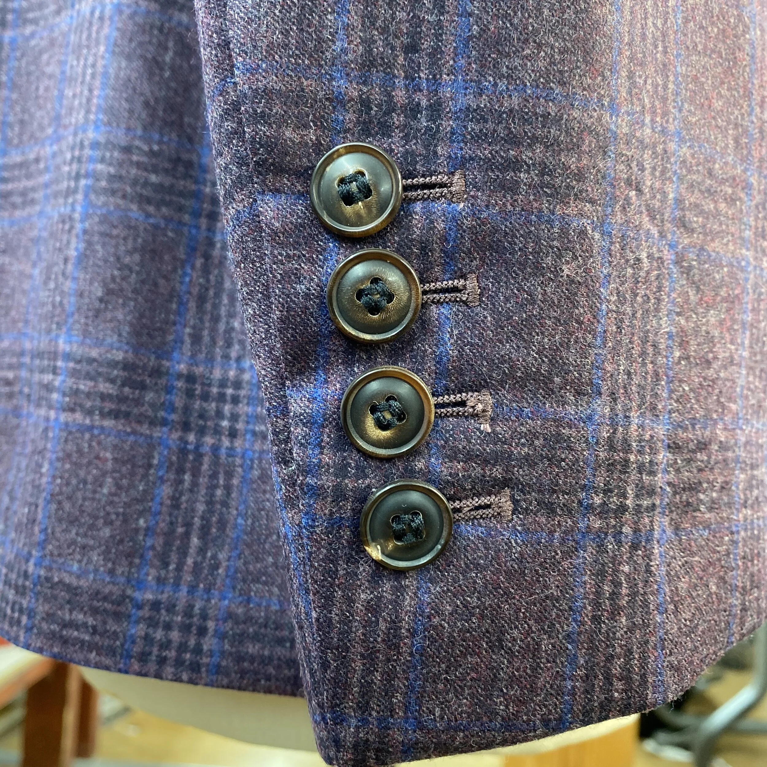 Navy & Burgundy Check Bespoke Jacket by Roberto Revilla London