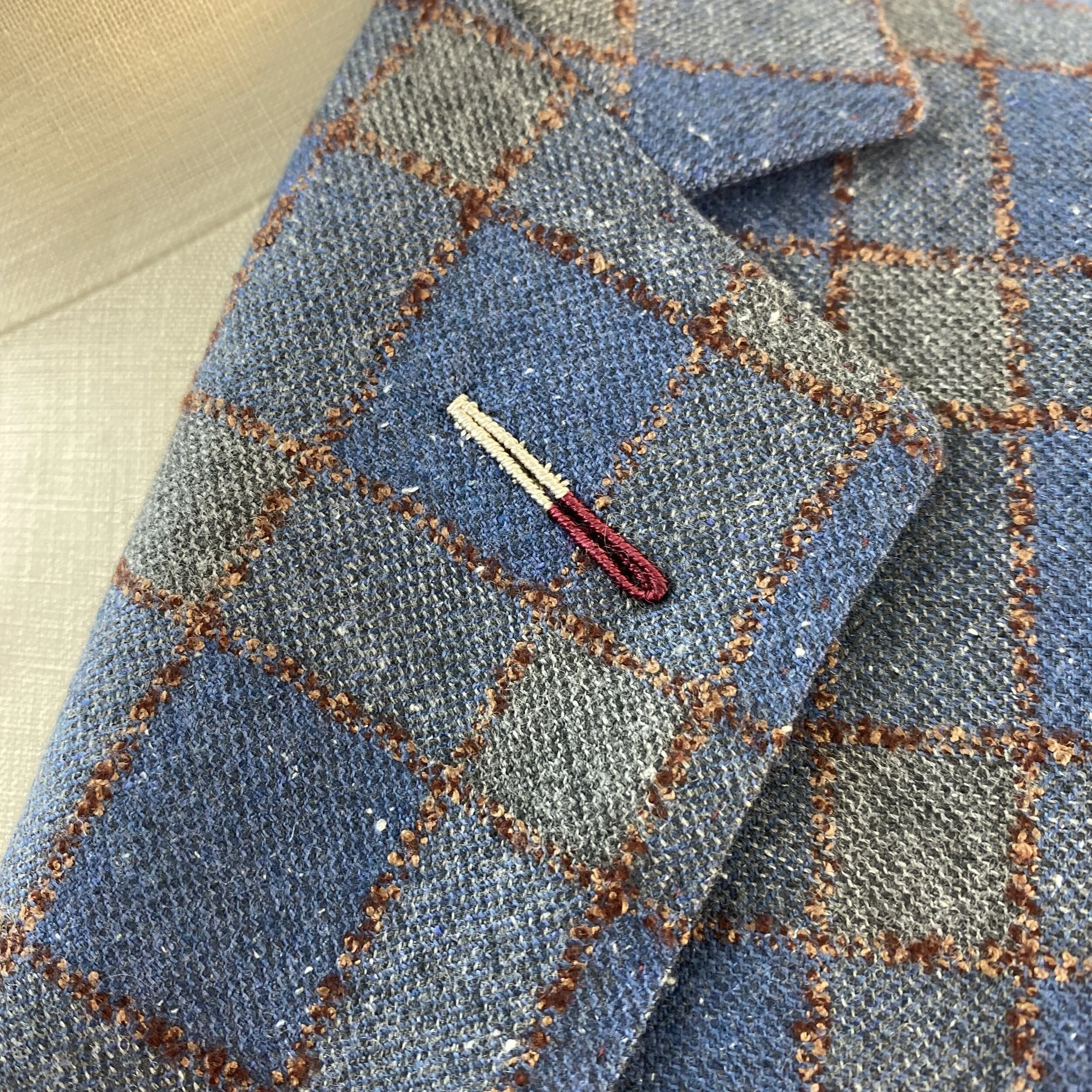 Teal & Burgundy Check Bespoke Jacket by Roberto Revilla London, Fabric by Dormeuil