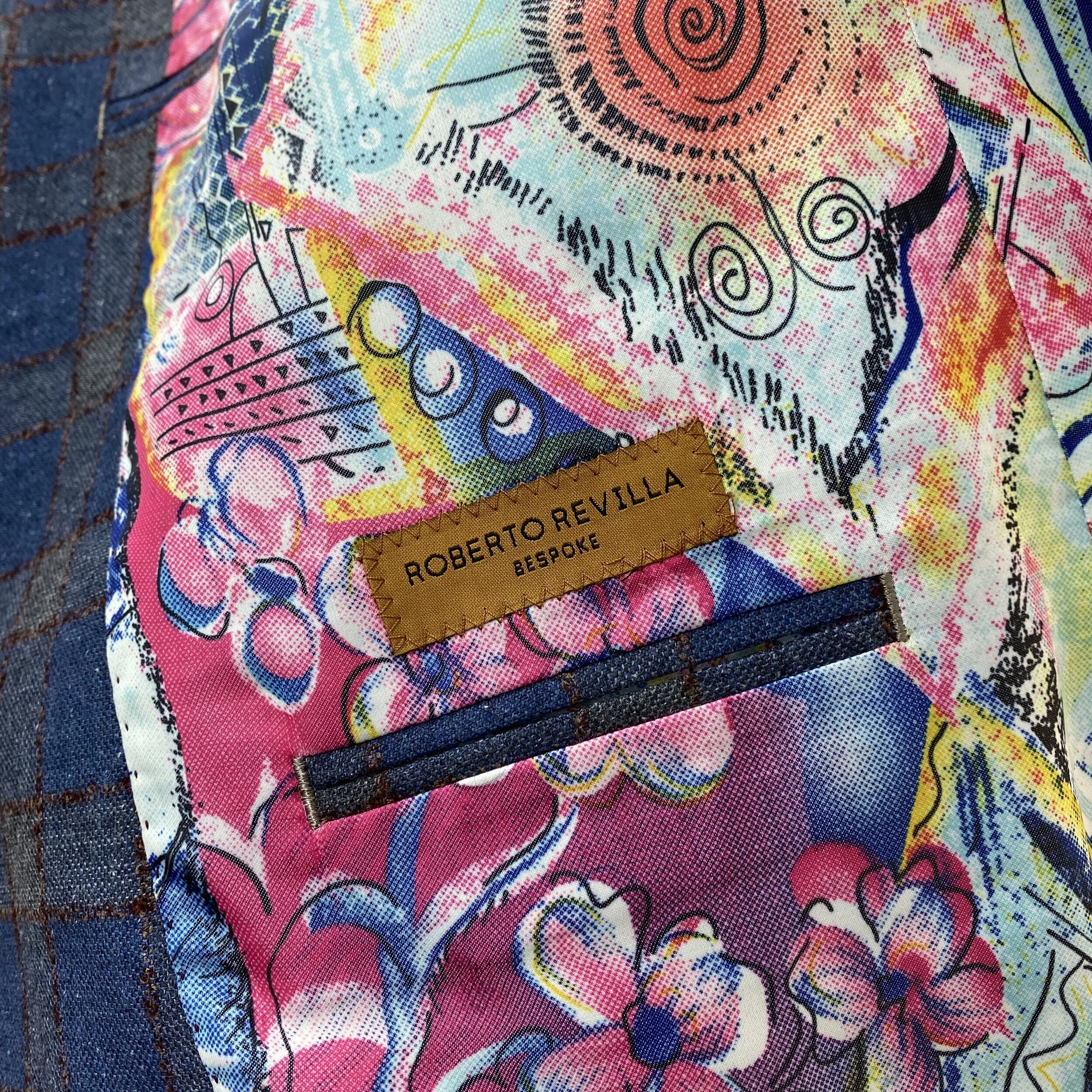 Teal & Burgundy Check Bespoke Jacket by Roberto Revilla London, Fabric by Dormeuil