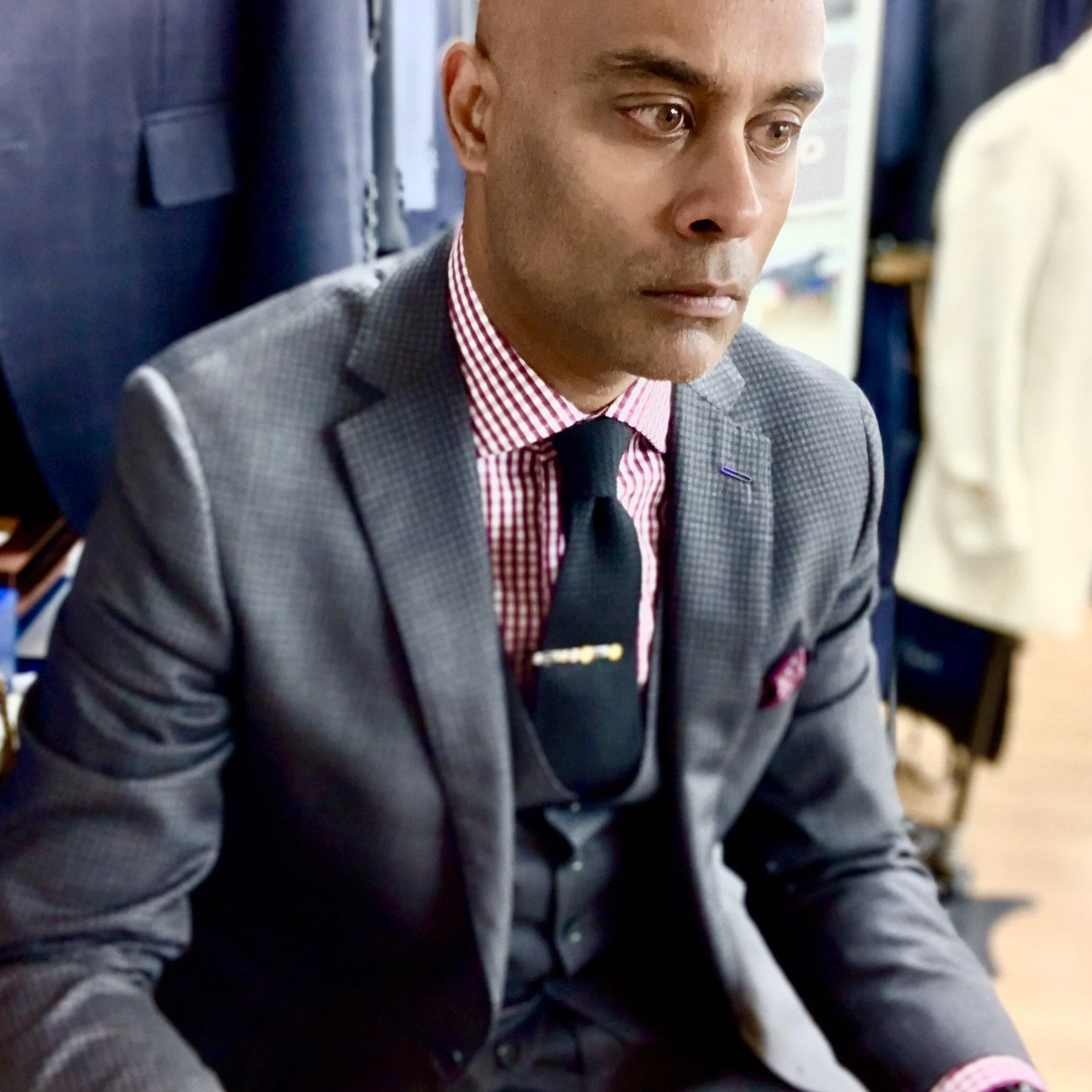 Grey Check Bespoke Suit by Roberto Revilla London