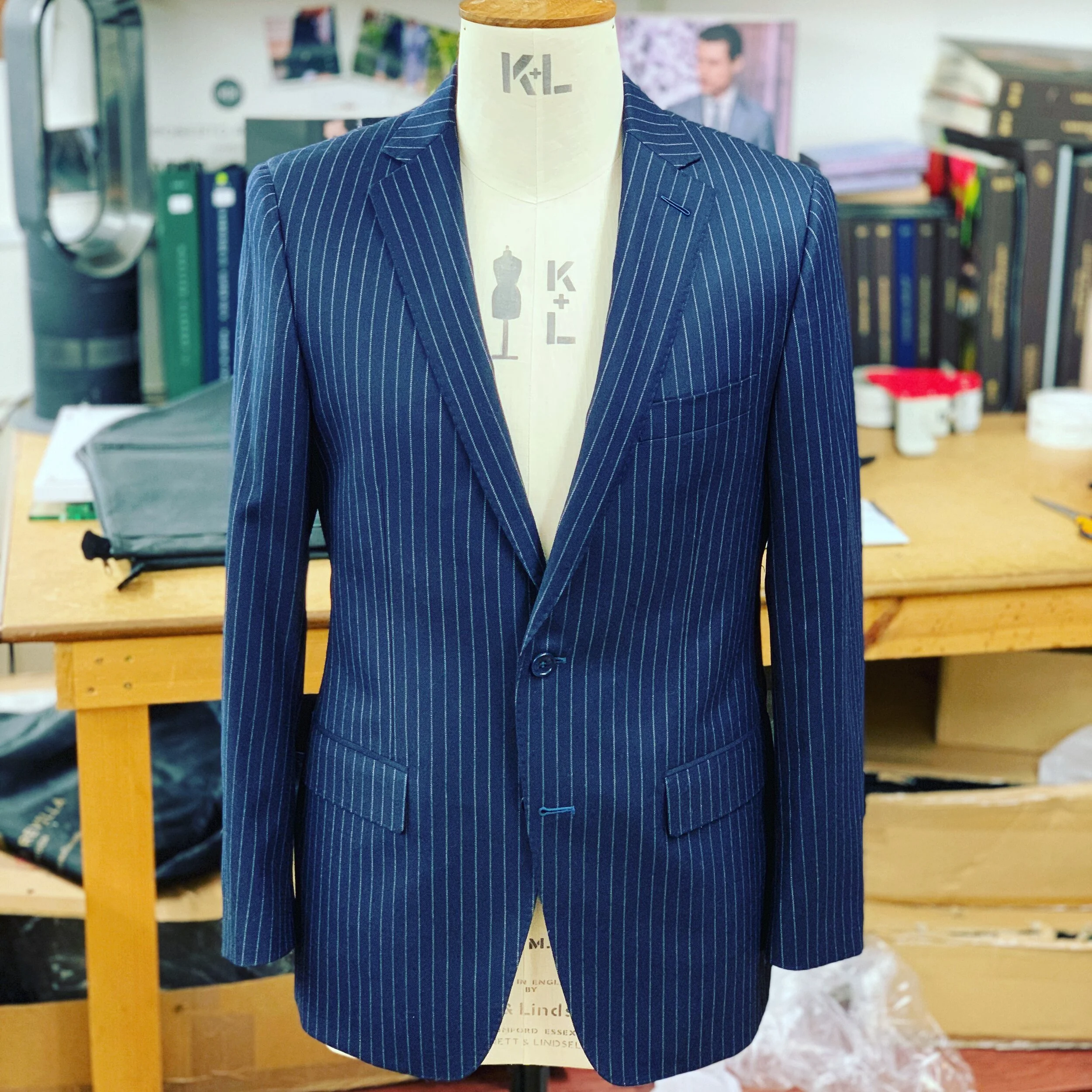 Navy Pinstripe Bespoke Suit by Roberto Revilla London