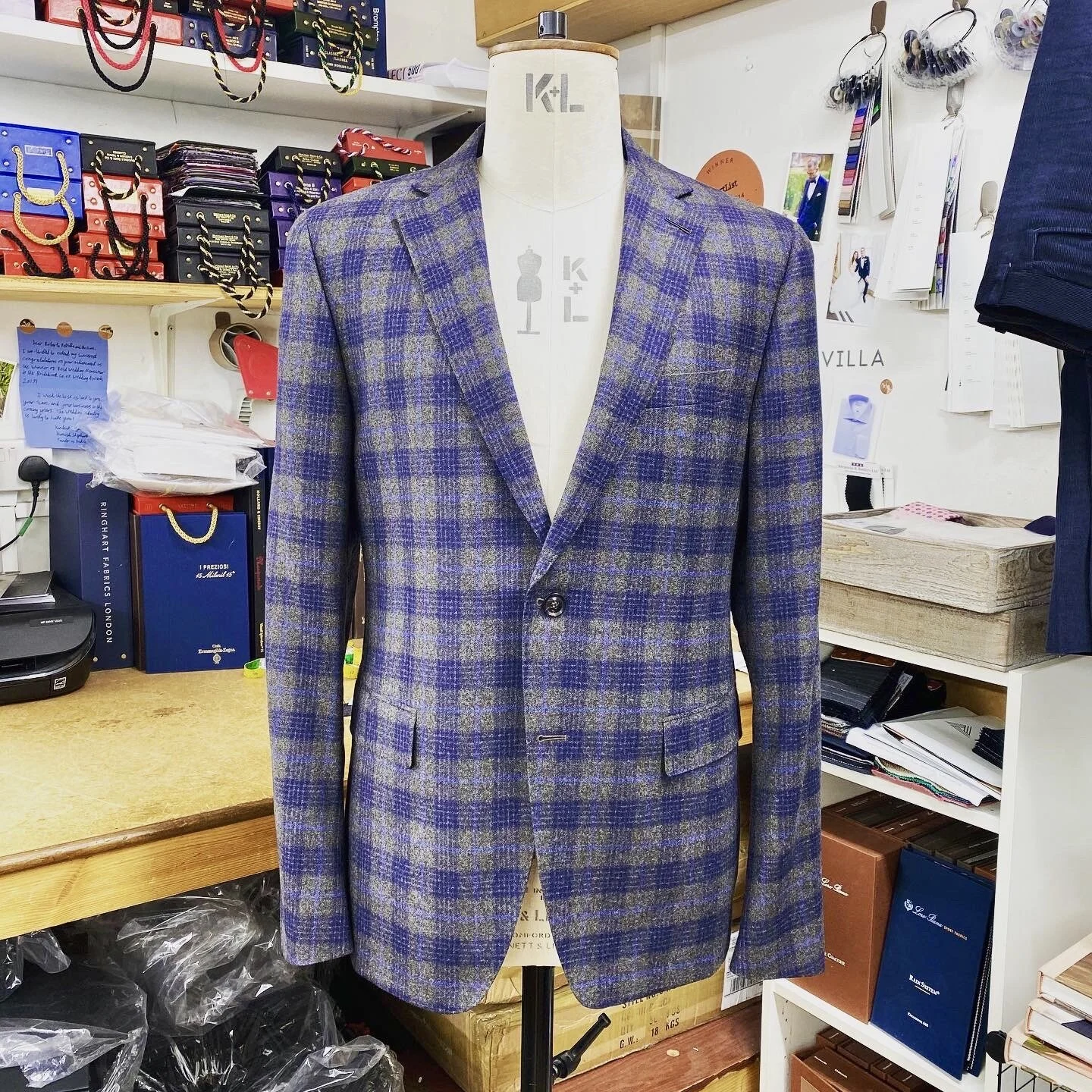 Wool Flannel Check Italian Wool Bespoke Jacket by Roberto Revilla London