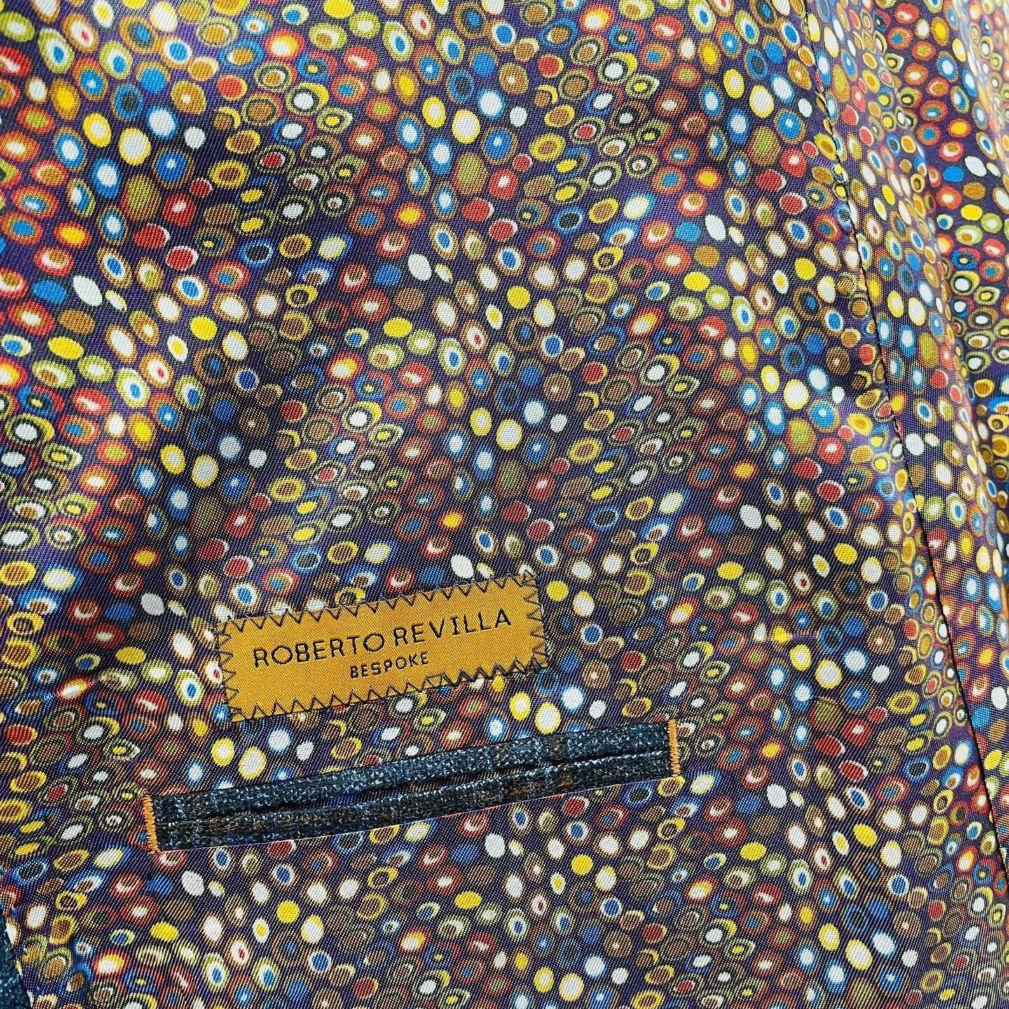 Blue With Brown Check Flannel Jacket by Roberto Revilla London- Fun Retro Lining