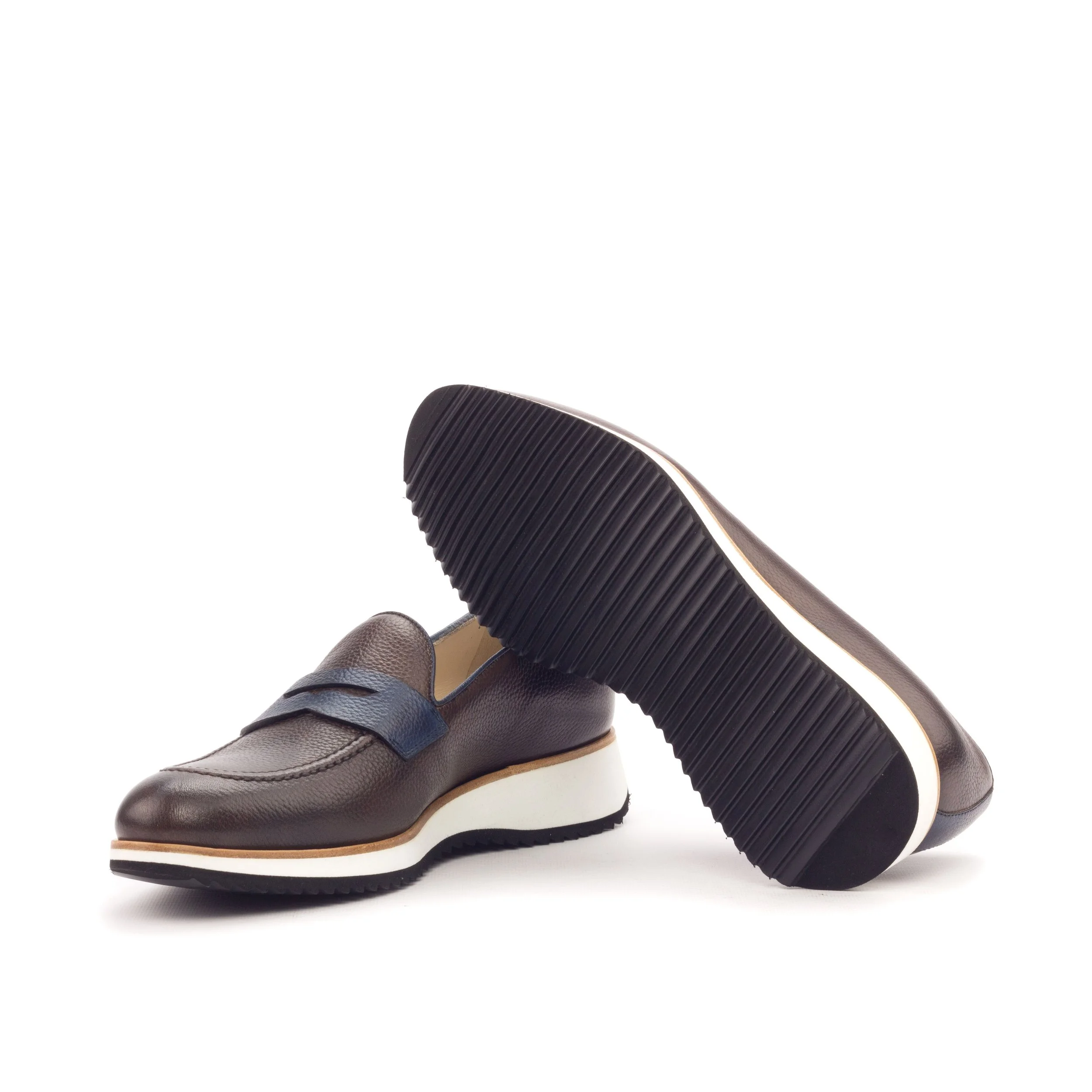 Loafer Mask - Painted Full Grain Dark Brown And Navy-Ang9.jpg