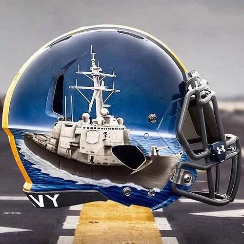 Navy Football Helmets — Custom Paint and Airbrush Maryland