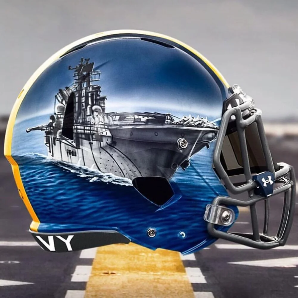 Navy Football Helmets — Custom Paint and Airbrush Maryland
