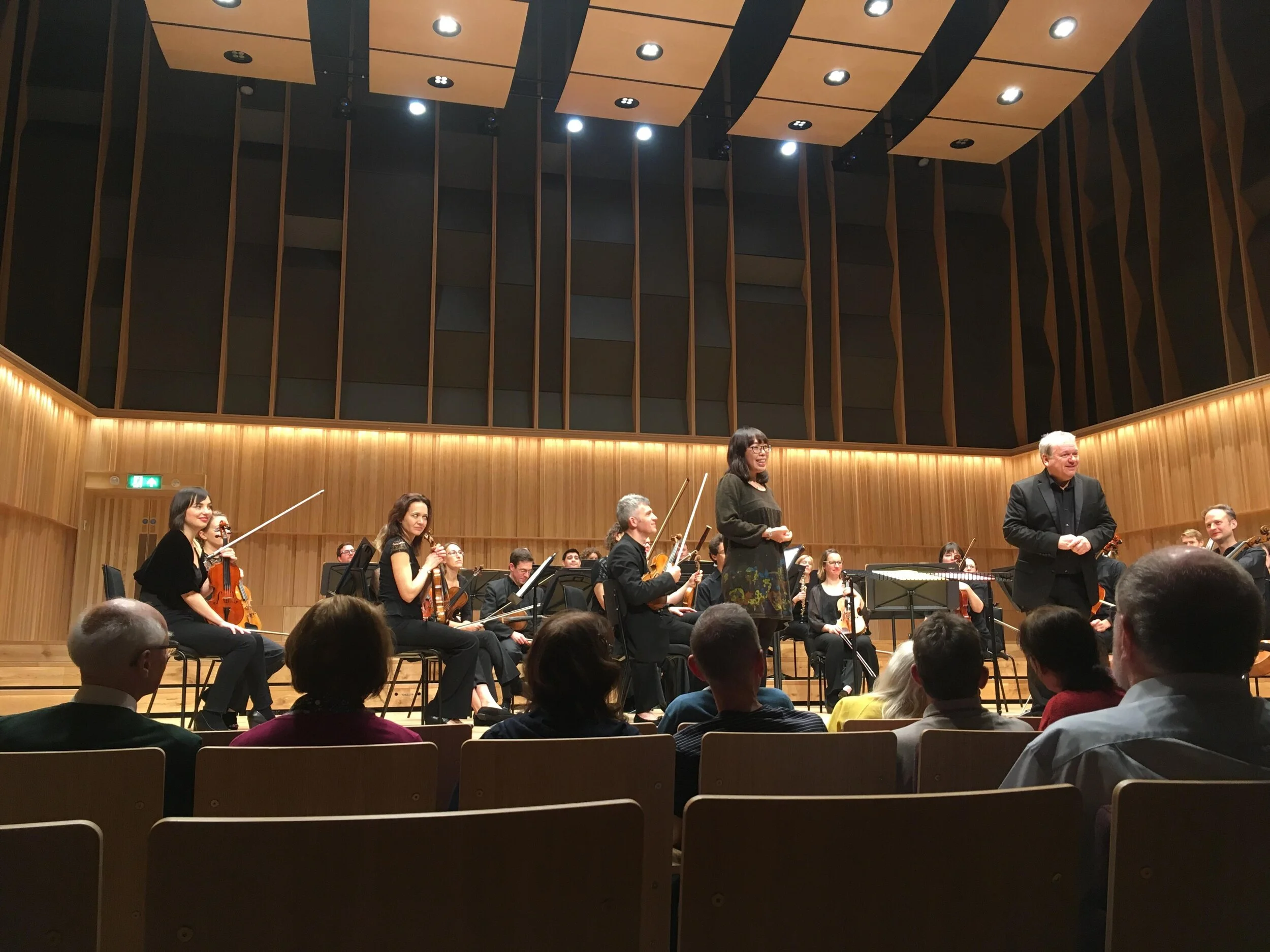 World premier of Earthly Things by Orchestra of the Swan in Royal Birmingham Conservatoire concert Hall, Birmingham, England