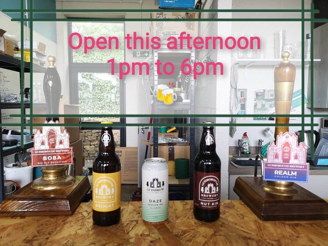 Good afternoon.

The brewery is open this afternoon 1pm to 6pm for peaceful pints, chats and take outs.

#guisbrew #makingtime #guisboroughoasis