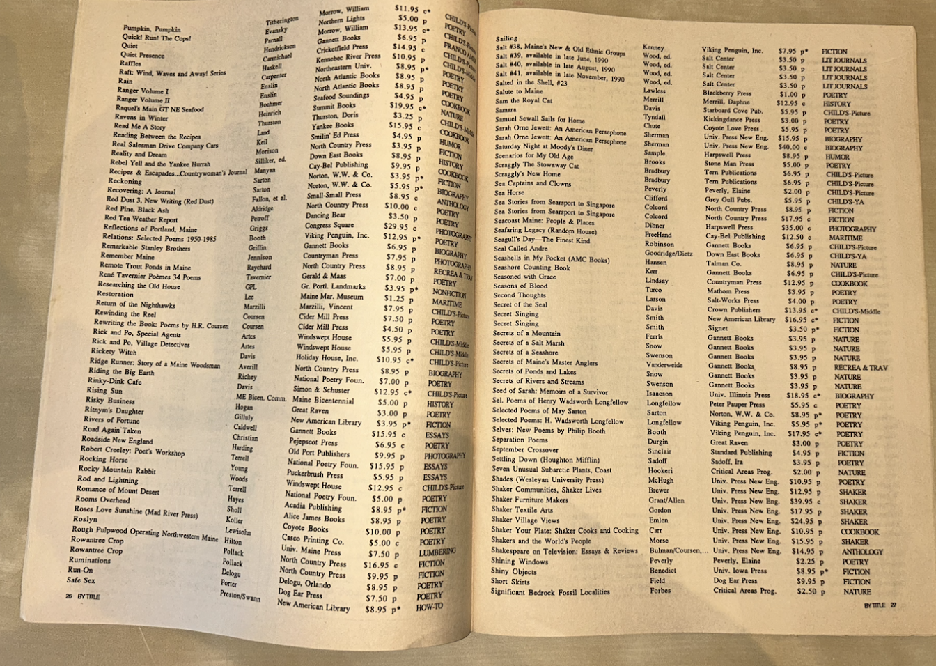  Inside the MWPA Catalog of Maine Books 1990