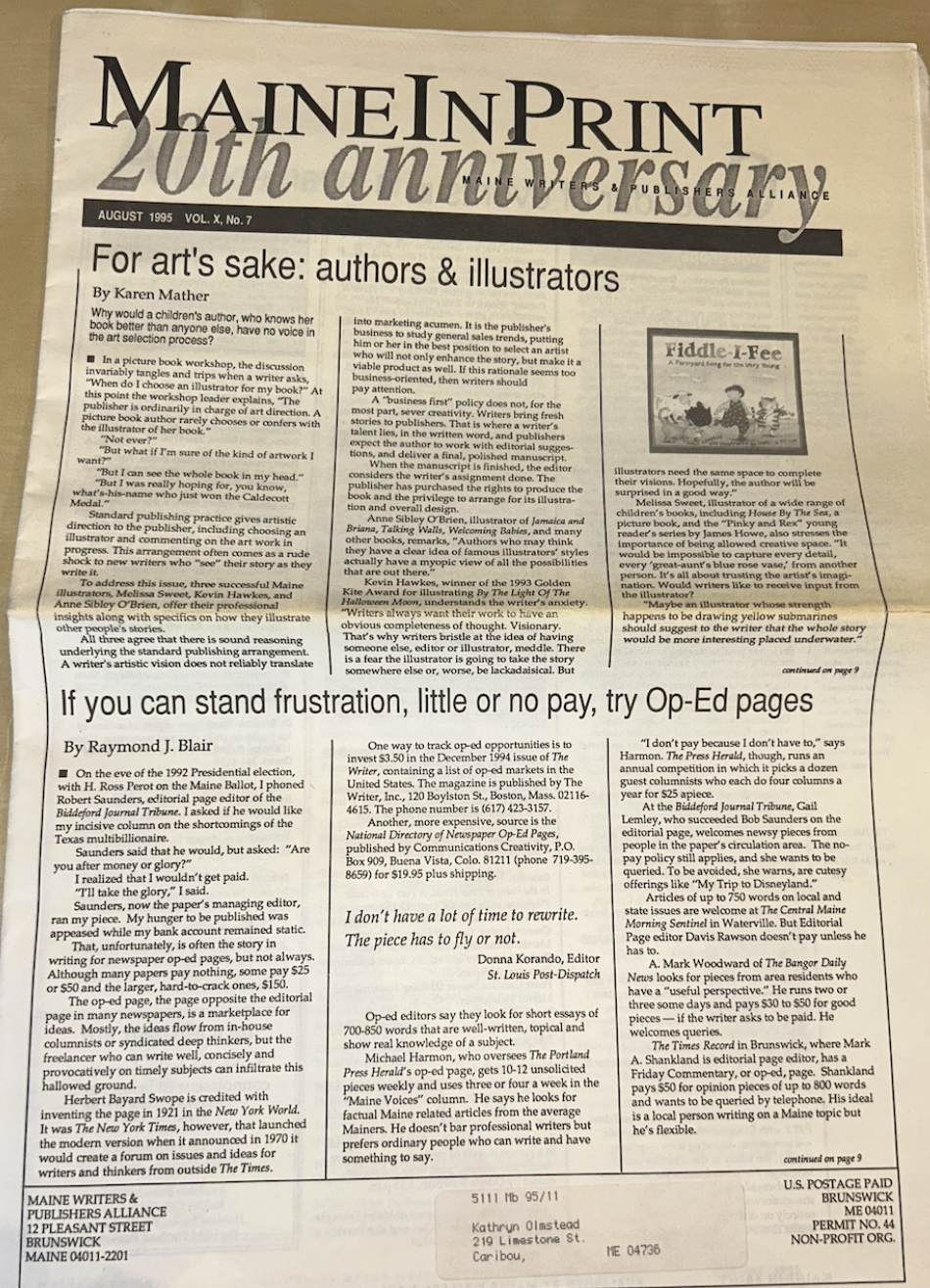 Our 20th Anniversary: Maine in Print! from August 1995