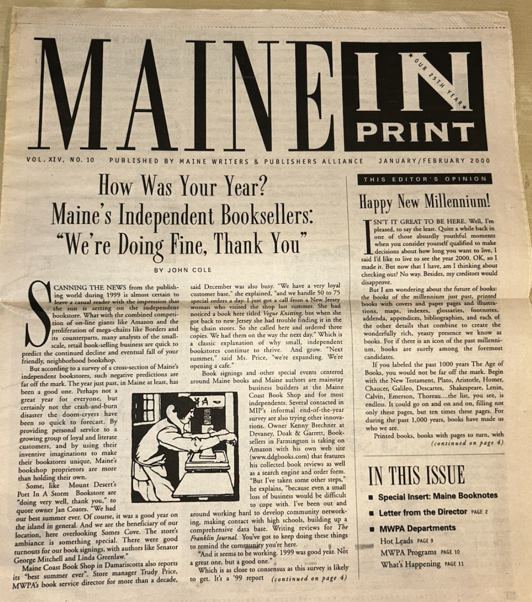 First Edition of Maine in Print in the new millennium! January/February 2000 Maine In Print