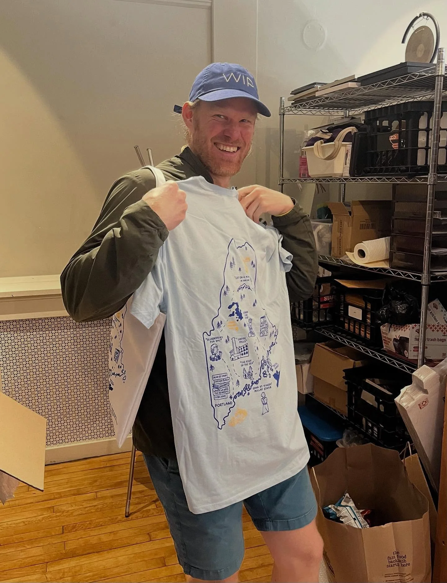 We cannot wait for Stories That Move Me tonight and the debut of new MWPA merch, modeled here by our Director of Education &amp; Operations Nathan Conroy! See you tonight at First Parish Church.