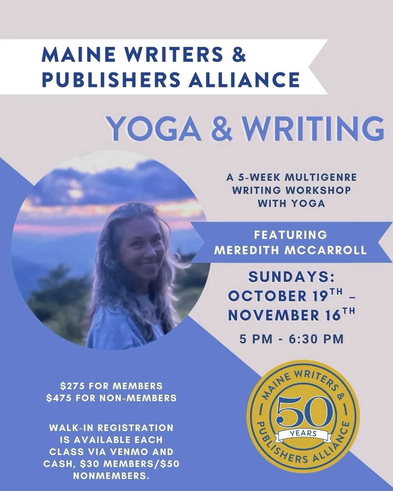 Another upcoming workshop with the lovely @meredithmccarroll ! 🧘🧘&zwj;♀️🧘&zwj;♂️

If you&rsquo;re looking to get grounded in your body, commit to your writing practice, and come together in community, consider joining us for a weekly drop-in yoga 