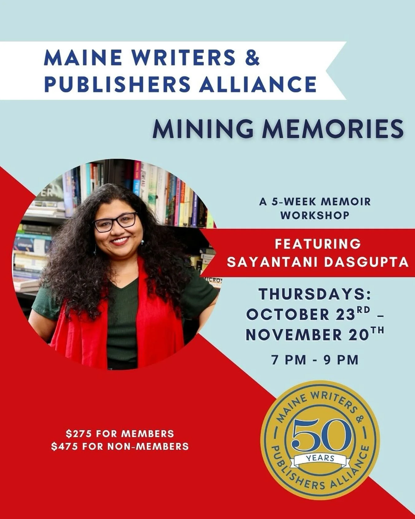 Upcoming Memoir Workshop with @sayan10e ! 

This course is for anyone actively writing or considering writing their memoir.  Each meeting will provide 2-3 fresh writing prompts for chapters/scenes, resulting in 15 or so new ideas for students by the 