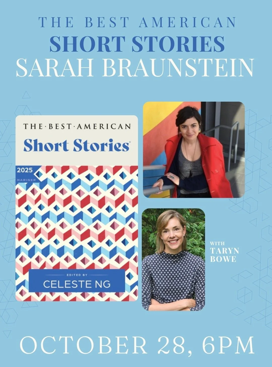 Two weeks from tonight, please join us at Back Cove Books (@backcovebooks) at 6 PM as we celebrate Sarah Braunstein's (@smbraunstein) story &quot;Abject Naturalism&quot; which appears in this year's edition of The Best American Short Stories. We'll r