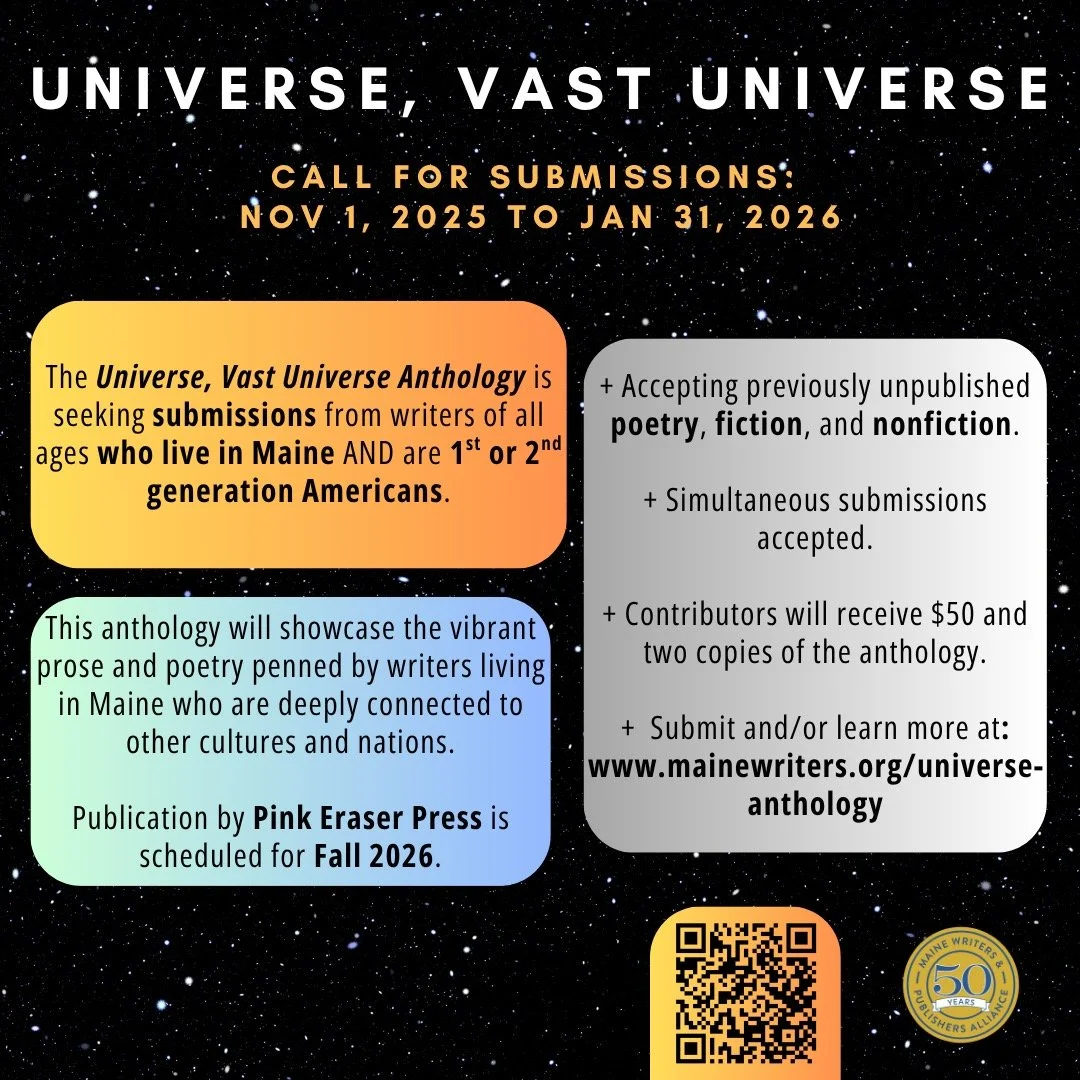 Did you hear? MWPA is excited to work with poet &amp; editor, Nicole Pomeroy, and our friends at @pinkeraserpress to compile, edit, and publish an anthology collecting the poems, essays, and stories of Maine writers who are 1st or 2nd generation Amer