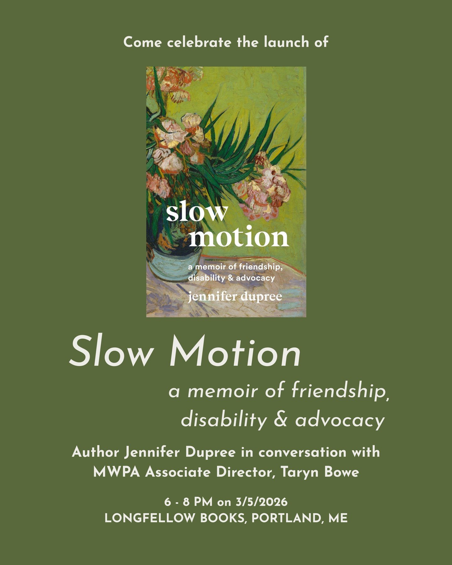 We're so excited to join @writerjendupree, @islandportpress, and @longfellowbooks for the launch of SLOW MOTION tomorrow night at 6 PM. 📖 Come on out to Longfellow Books and help us celebrate the publication of this beautiful memoir about chosen fam