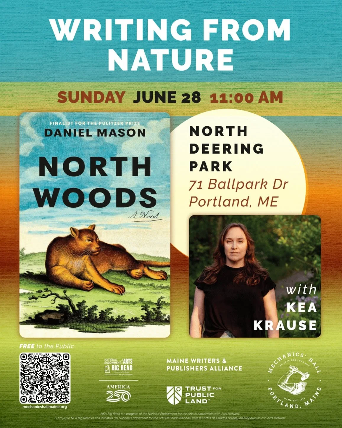 Another one 💐🌸 Join MWPA, Trust for Public Land, &amp; Mechanics&rsquo; Hall for a writing workshop led by Kea Krause at North Deering Park

North Woods by Daniel Mason is a collage of letters, memoir pages, poems and other ephemera used to tell a 