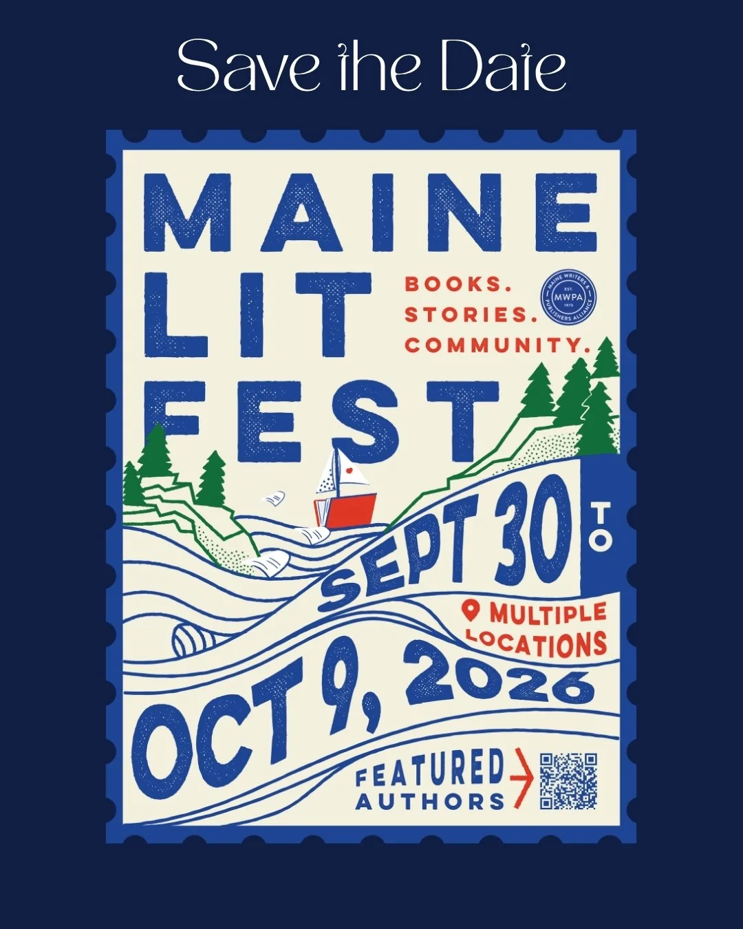 Save the date for the Maine Lit Fest, coming up in September/October! We have a long list of authors attending statewide events, and almost all events are free!

Check out the link in our bio to see our featured authors, and keep an eye out for event