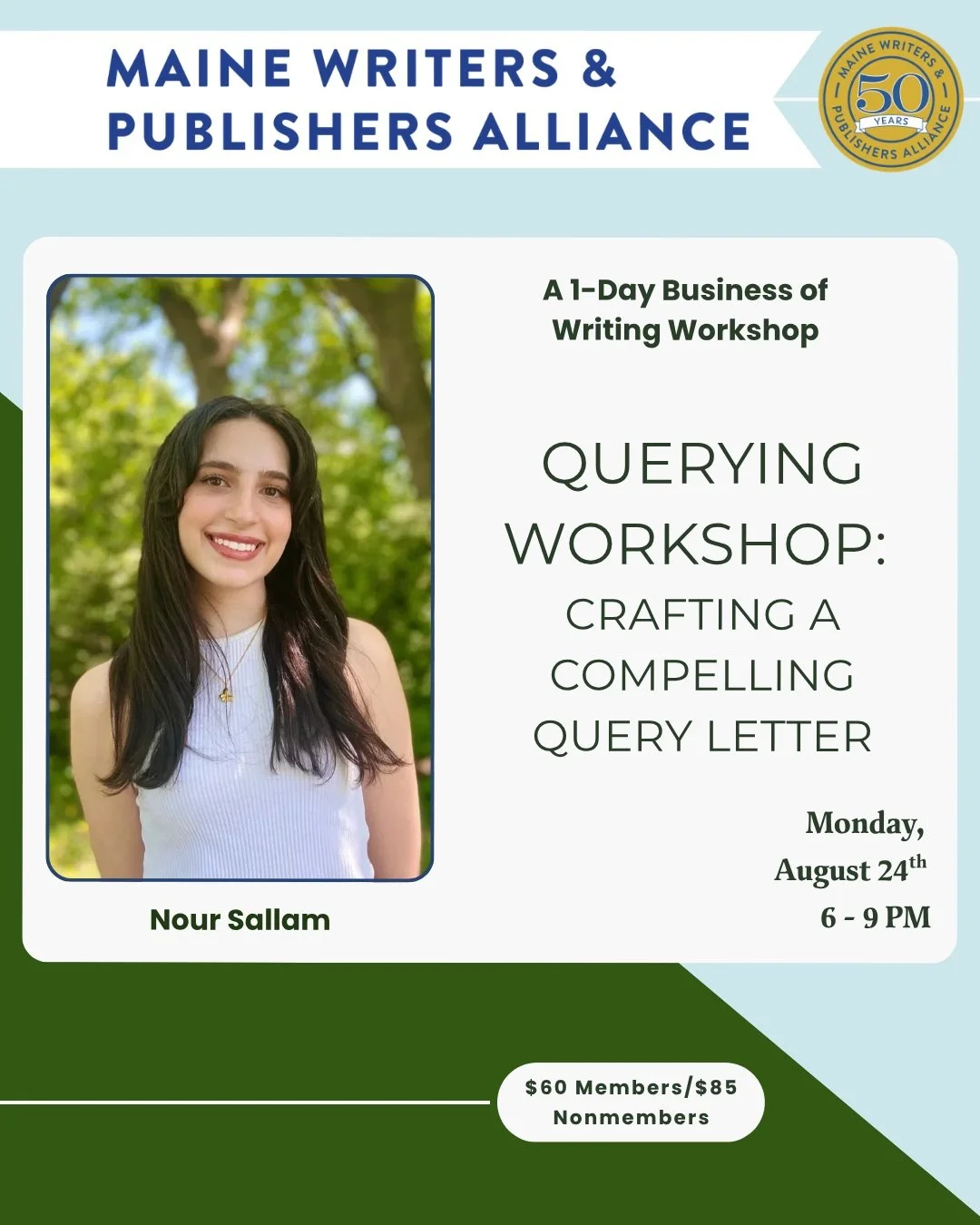 Ready to start pitching your book but don't know where to start? Join literary agent @nourhasbooks for a hands-on workshop in crafting a compelling query letter. 

This interactive workshop covers everything you need to know before submitting to agen