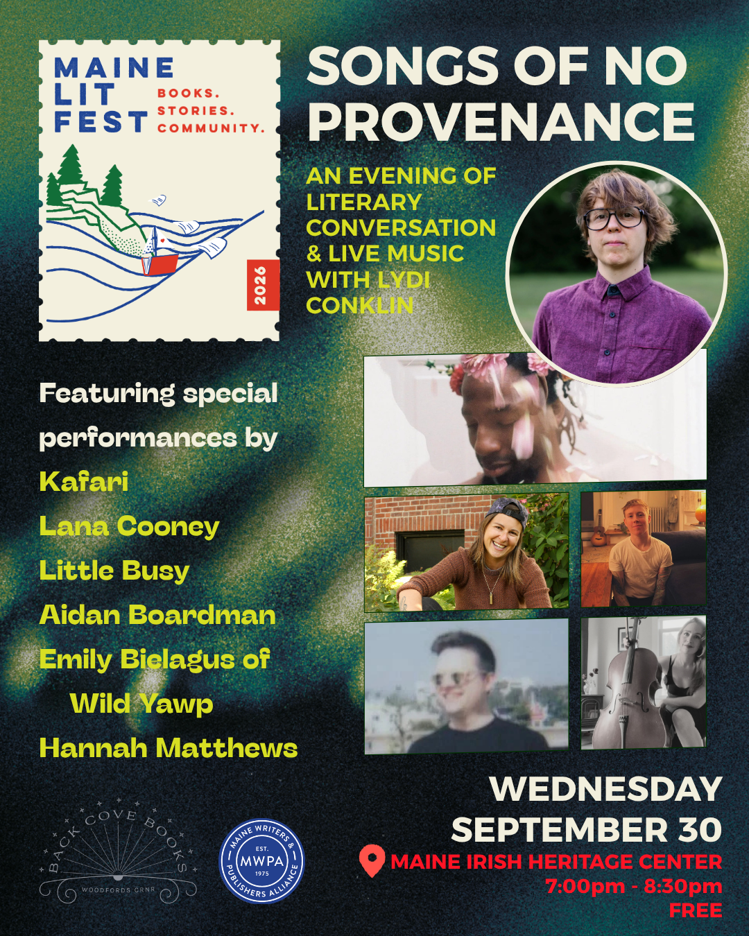 SONGS OF NO PROVENANCE: An Evening of Literary Conversation and Live Music with Lydi Conklin &amp; Special Guests