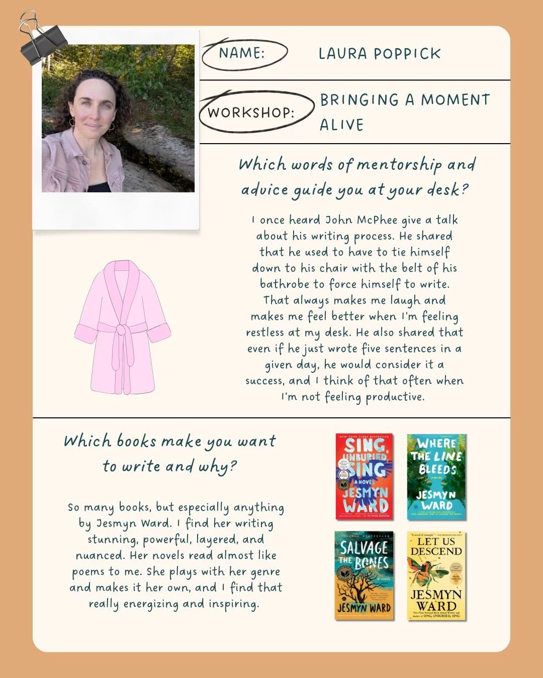 Meet @laurapoppick! Laura will be guiding a 1-day nonfiction workshop exploring how to draw a reader in and bring a moment alive while sticking to our facts. 

#MaineWriters #WritingWorkshop #OnlineWorkshop