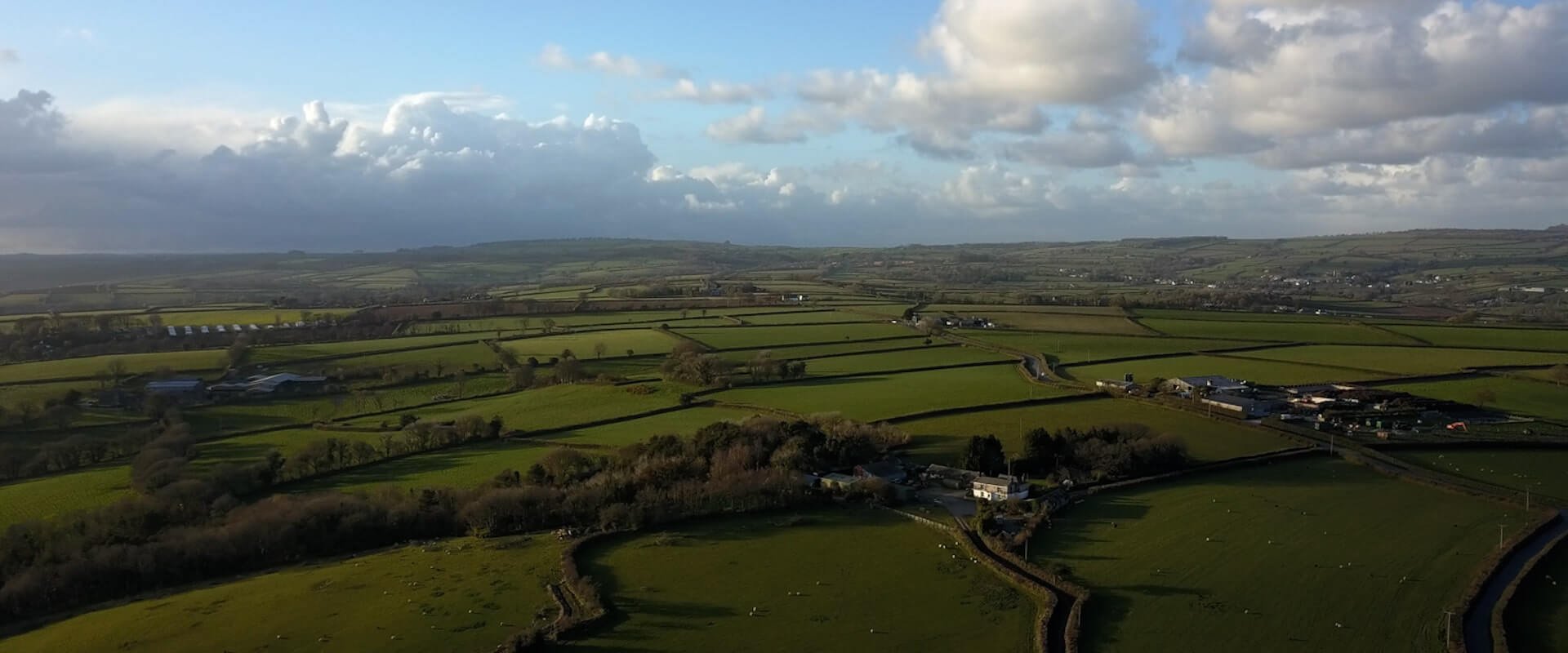 Aerial drone shot of farmers fields
