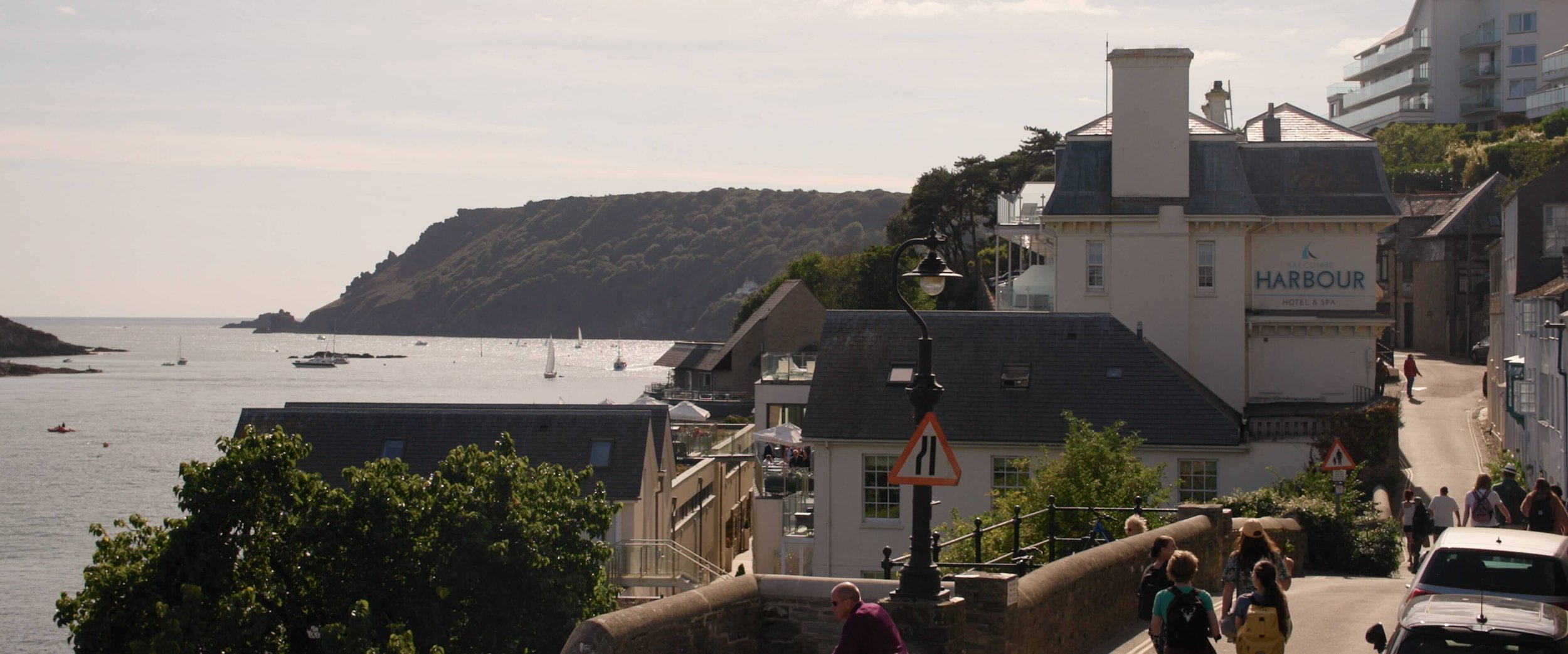 The exterior of Salcombe Harbour Hotel &amp; Spa, where the bridal prep for this wedding took place