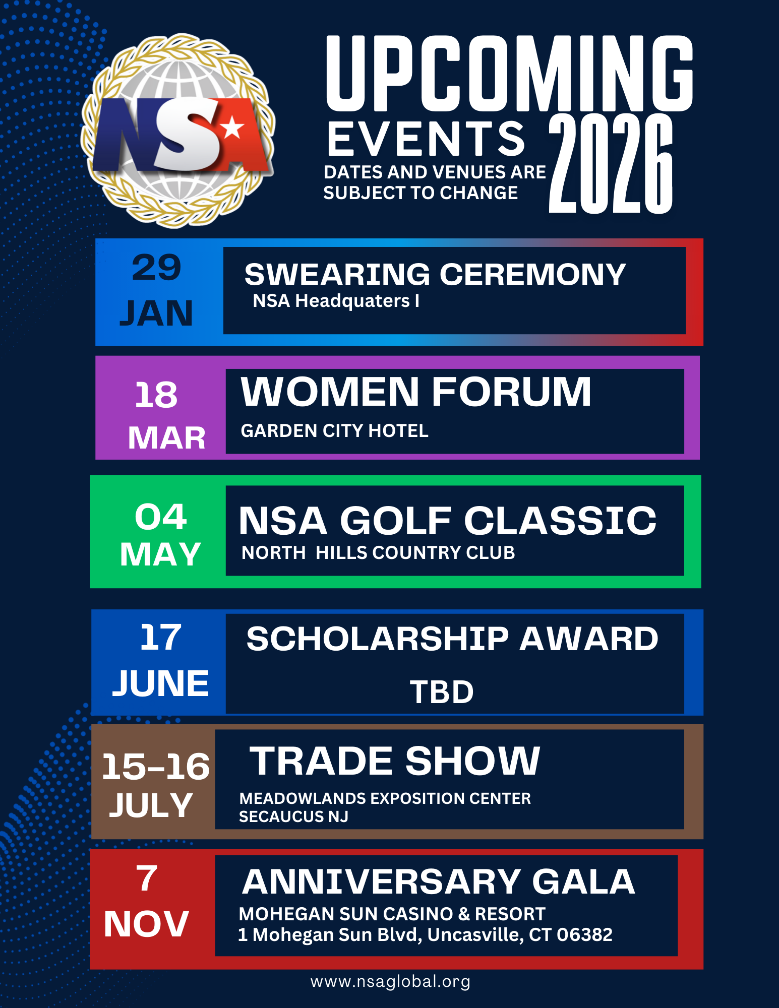NATIONAL SUPERMARKET ASSOCIATION CALENDAR OF EVENTS 2026