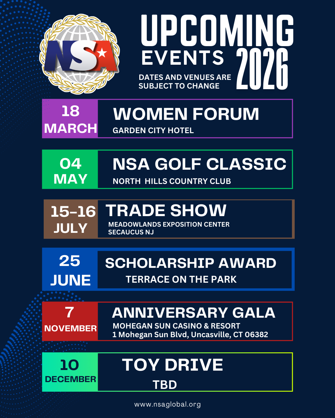 NATIONAL SUPERMARKET ASSOCIATION CALENDAR OF EVENTS 2026