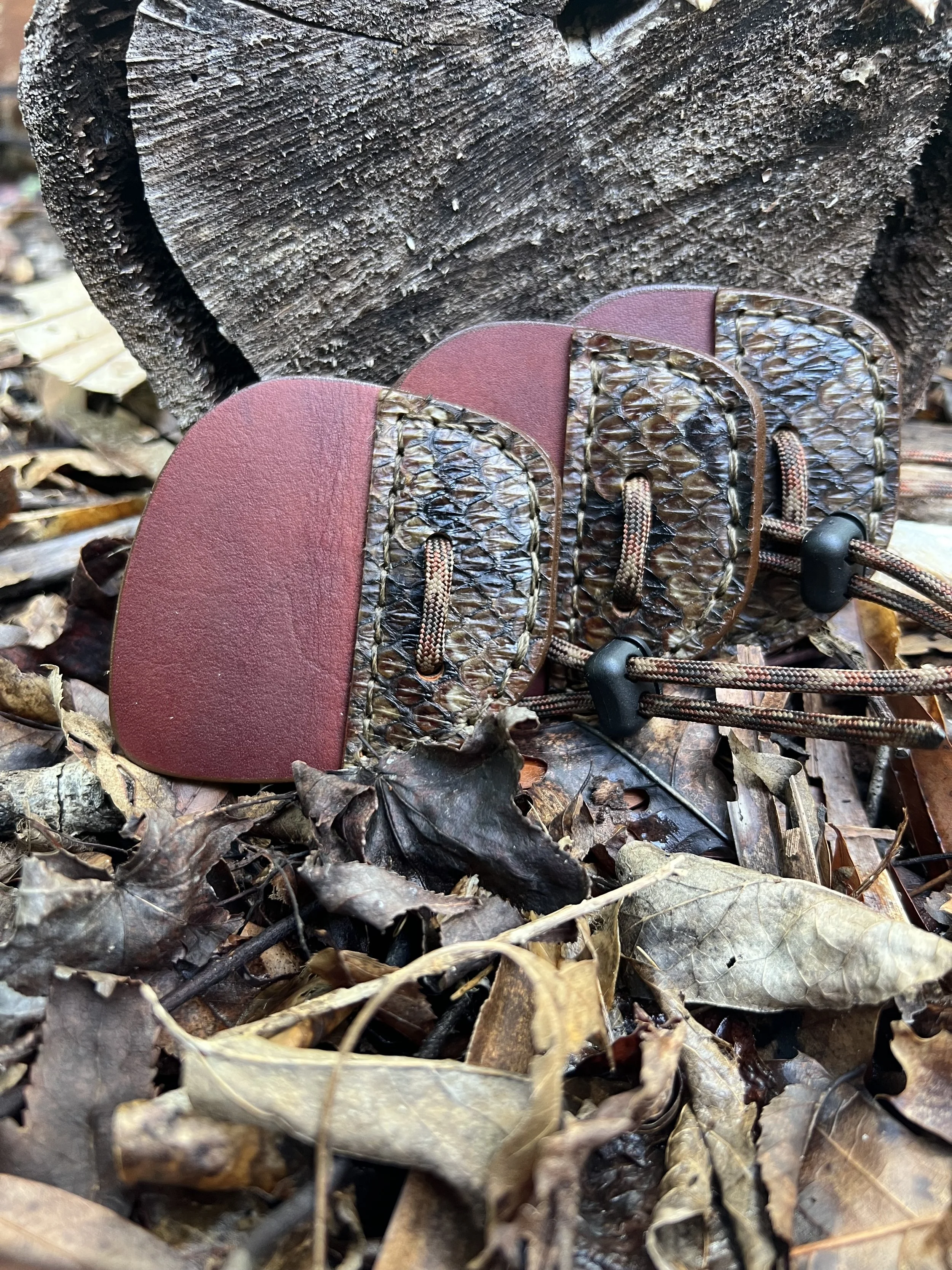 Snake Skin and Leather Archery Shooting Tab-  WB Water Moccasin