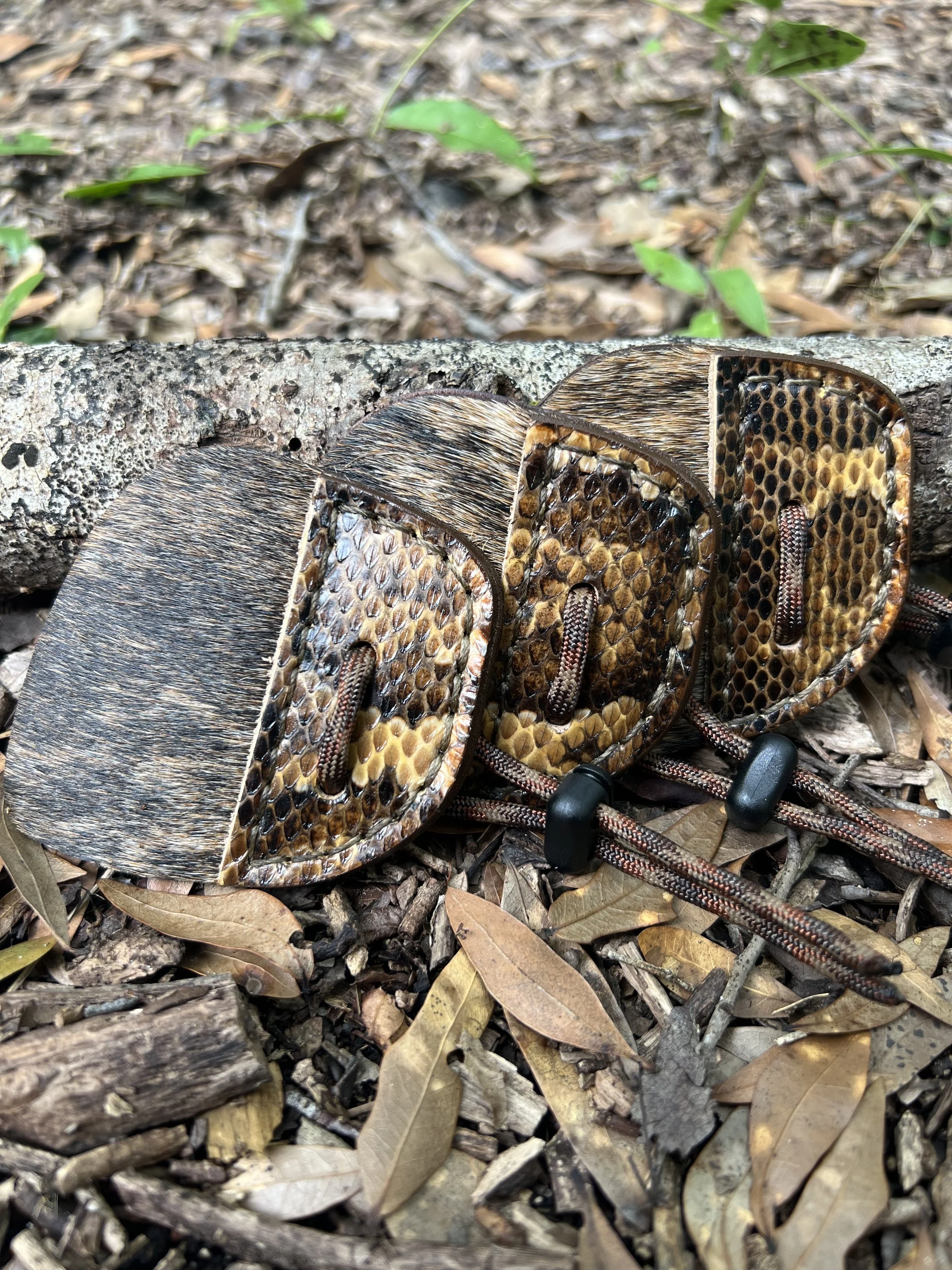 Calf Hair and Snake Skin Archery Shooting Tab- Walnut Water Moccasin