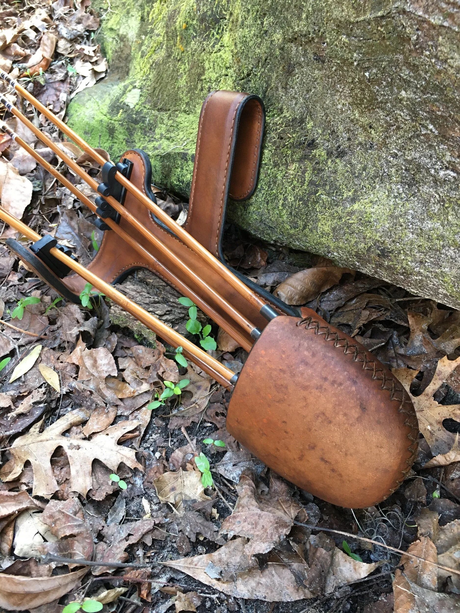 Leather traditional archery five arrow hunting side quiver