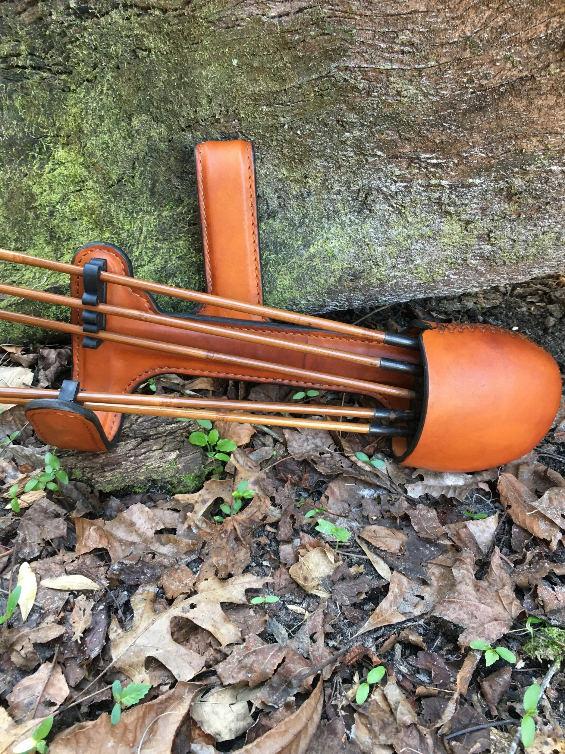 Leather traditional archery five arrow hunting side quiver
